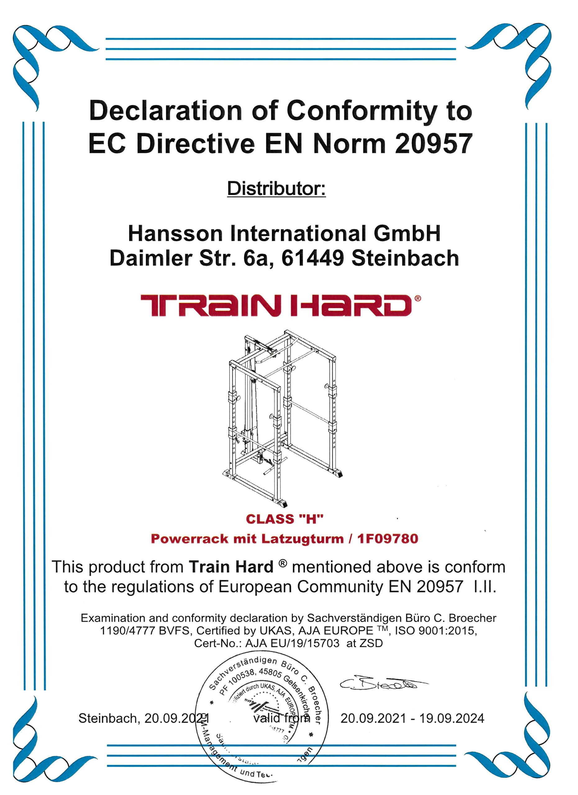 Train Hard Power Rack Squat Cage Kraftstation mit Klimmzugstange, erweiterbar mit Latzug, zertifizierte Premium Qualität nach EN957, 400 kg belastbar!