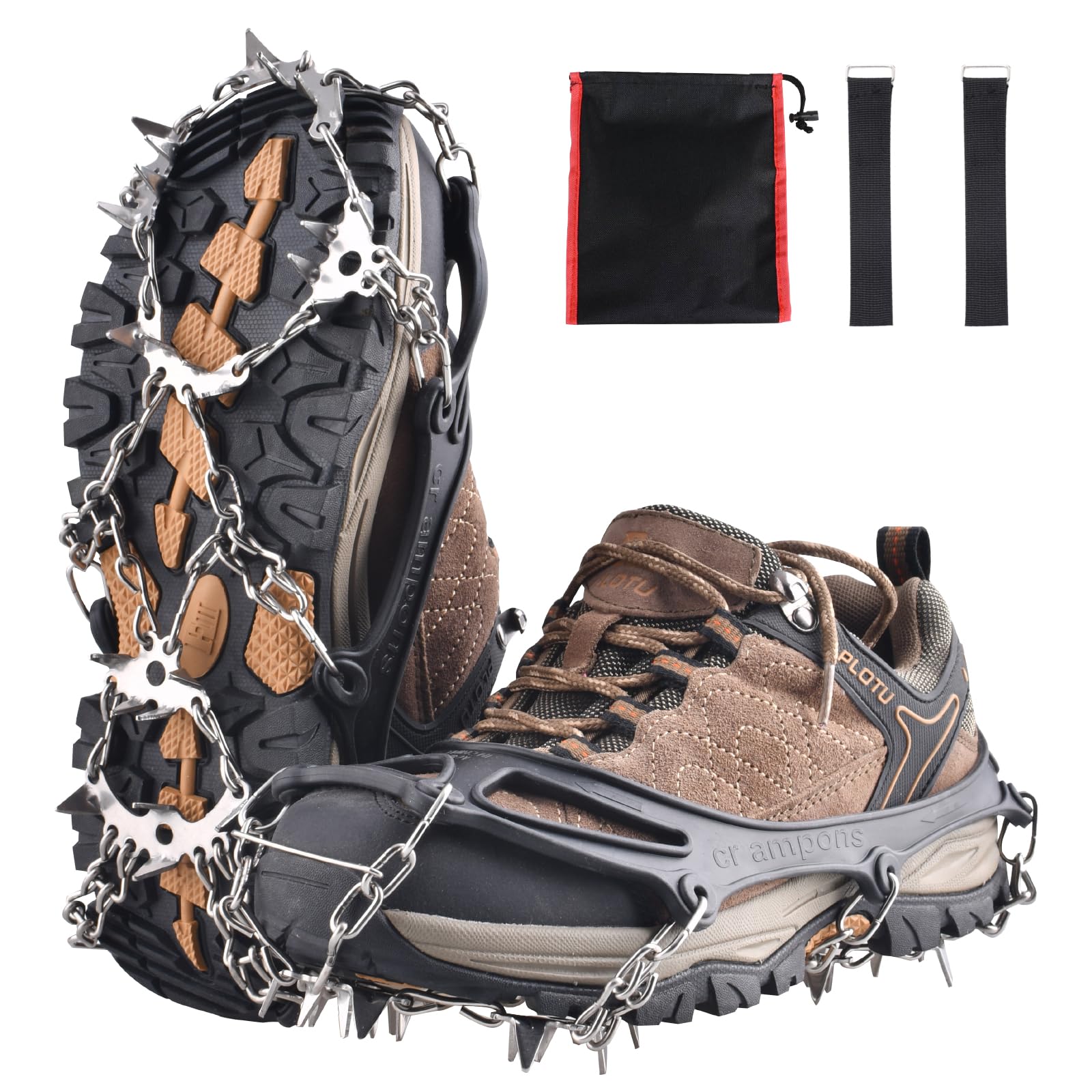 YAPJEB Tacchetti da ghiaccio Ramponi Ghiaccio Neve Grips 19 24 Spikes Traction Snow Grips antiscivolo Tacchetti da neve per scarpe stivali