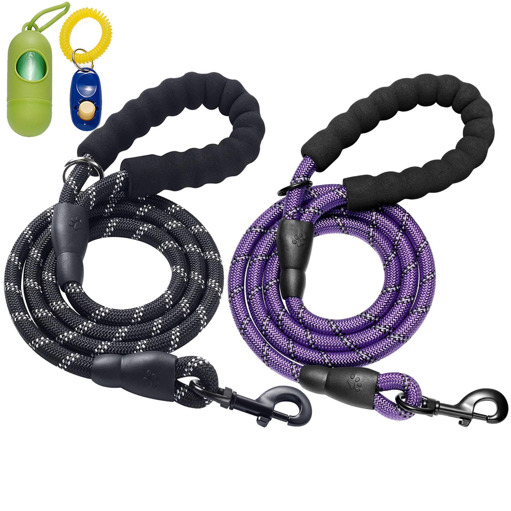 2 Pack 5 FT Heavy Duty Dog Leash with Comfortable Padded Handle Reflective Dog leashes for Medium Large Dogs (S)