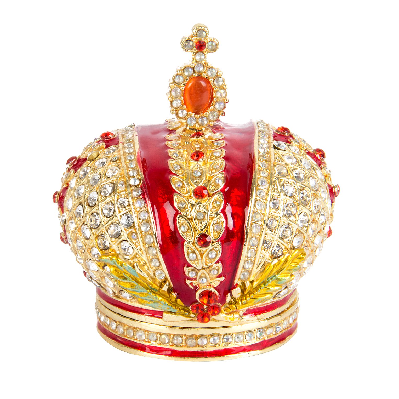 QIFU Decorative Hand Painted Crown Series Enameled Trinket Box Hinged, Unique Gift for Family