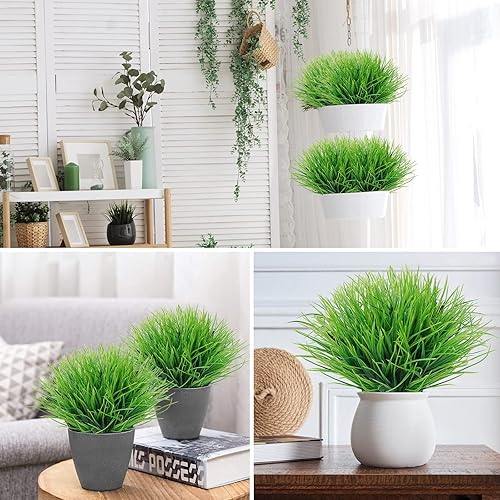 Miniatura 6 de Ageomet 6 paquetes de plantas falsas para exteriores, flores de hierba artificial, arbustos falsos resistentes a los rayos UV, arbustos artificiales