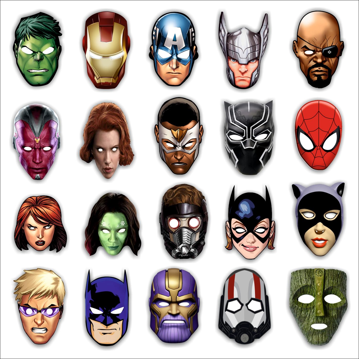 Party Baazaar Avengers Masks for Kids | Birthday Masks for Boys | Mask for Girls | Superhero Paper Mask for Kids Face (Pack of 20)