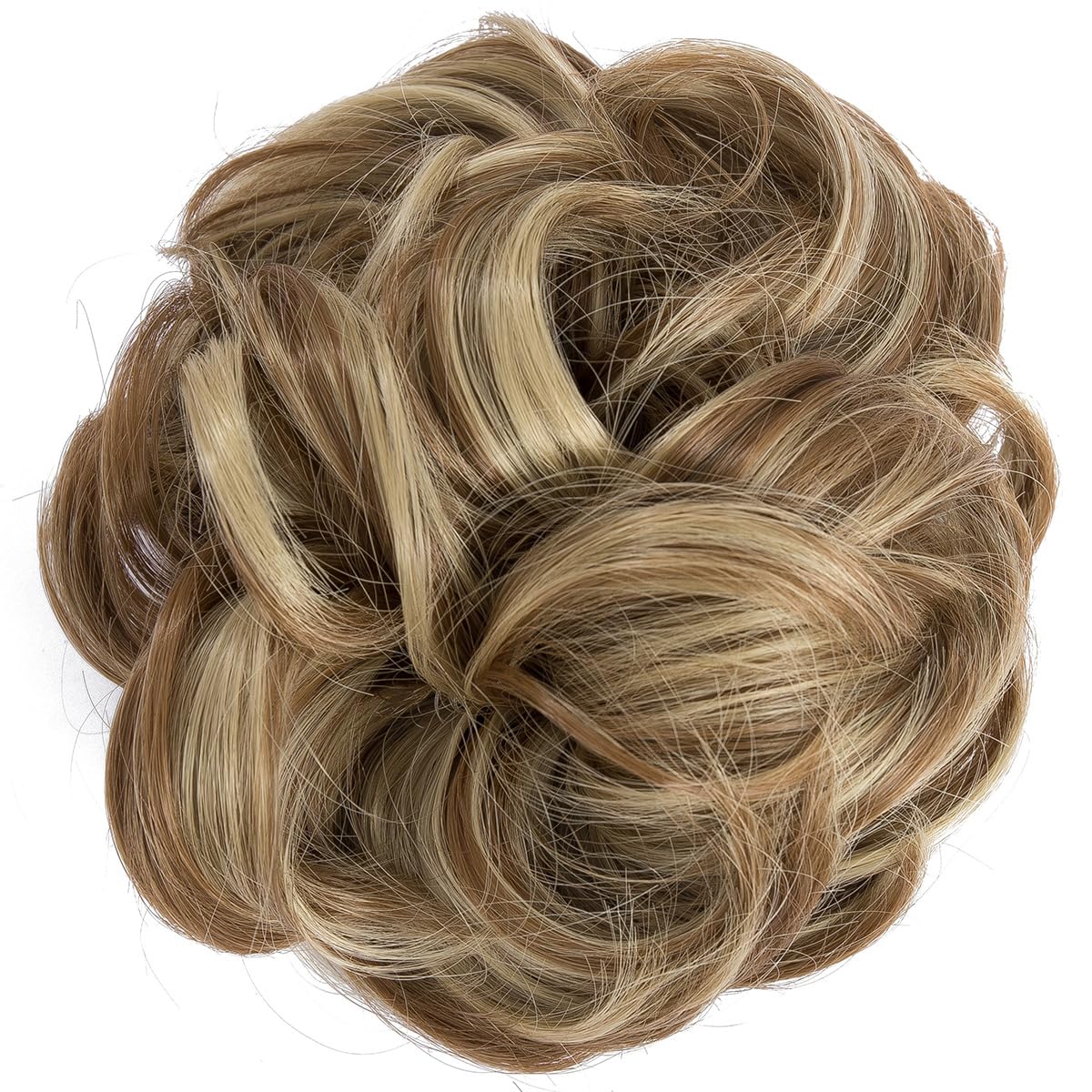 Yamel Messy Bun Hair Pieces for Women Claw Clip Hair Bun Extension Light Brown mix Ash Blonde Tousled Space Updo Synthetic Donut Curly Scrunchie - Image 2