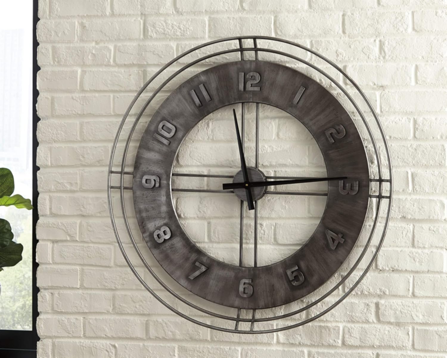 BOWERY HILL Metal Wall Clock in Antique Gray