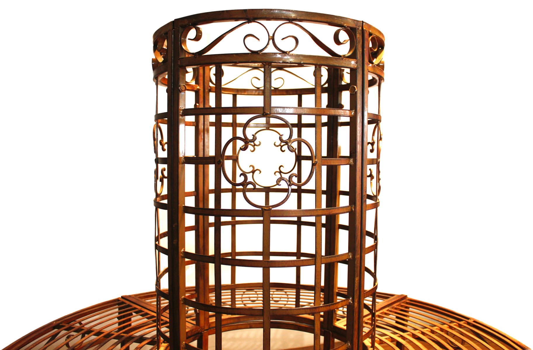 Garden Pleasure 950251 Baumbank aus Metall, pulverbeschichtet in bronzefarbener Rostoptik, rund