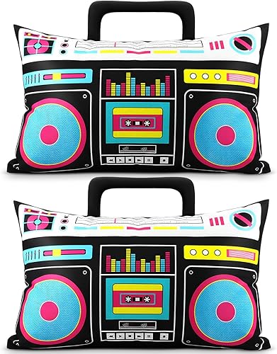 2 fundas de almohada de casete de audio retro, reproductor de discos de música, 12 x 20 pulgadas, bajo ruido, cinta de plástico de los años 80 para disponible en Yaxa Colombia