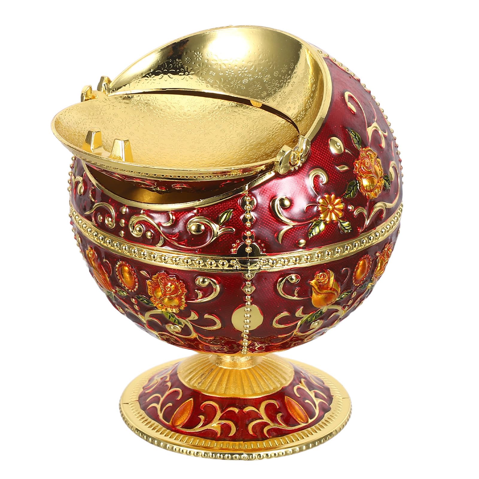Cendrier vintage avec couvercle rabattable coupe-vent en métal style européen élégant