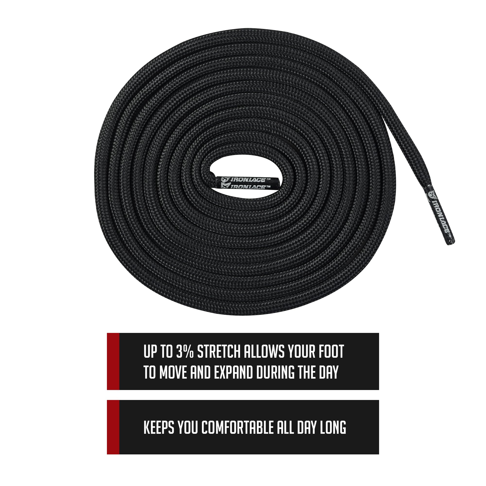 Ironlace Standardowy paracord, Midnight Black, 127 cm