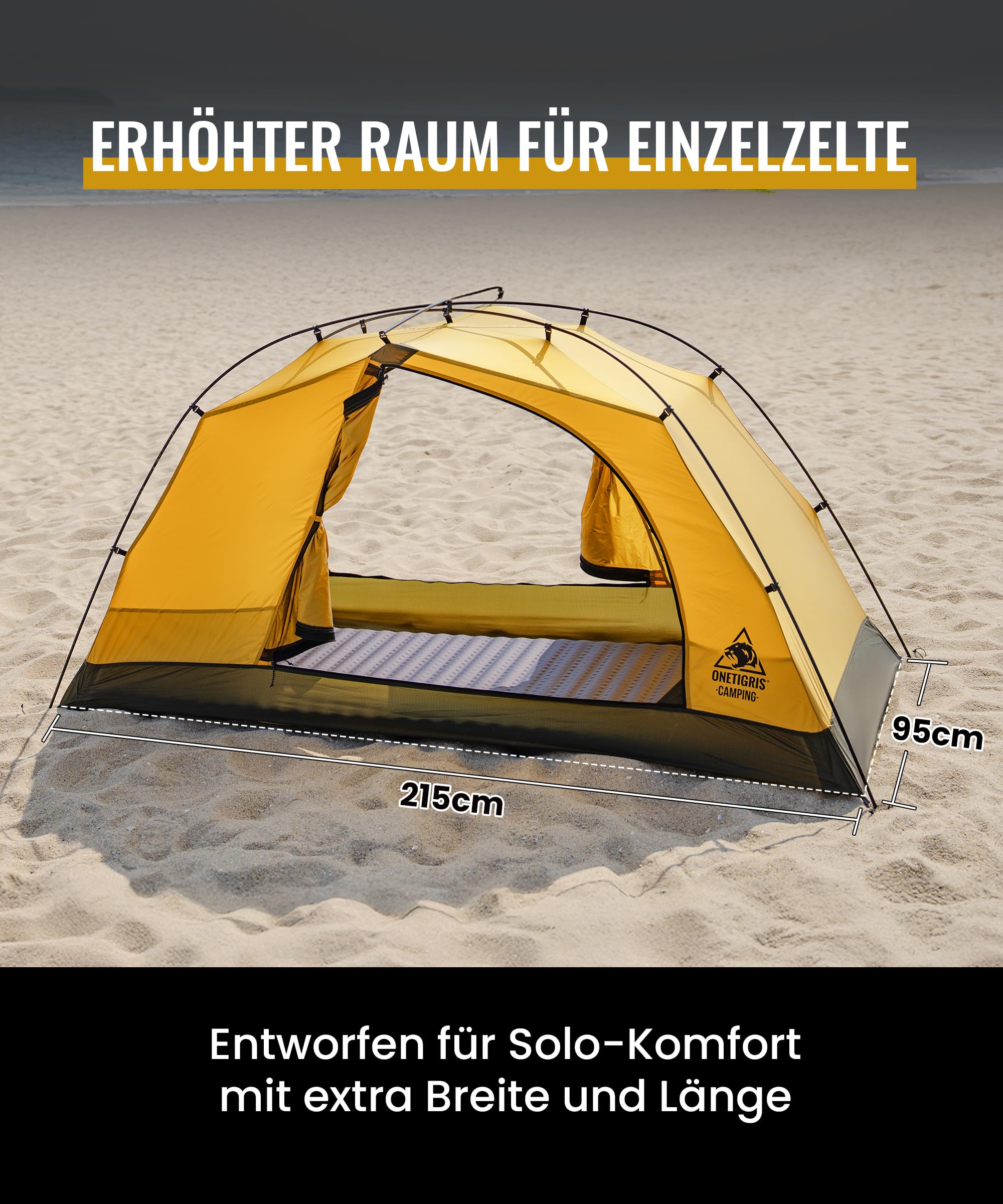 OneTigris Stella 4 Jahreszeiten Camping Zelt 3000 mm wasserdicht Rucksack | Campingzelt, freistehend, leicht für Outdoor, Wandern, Bergsteigen
