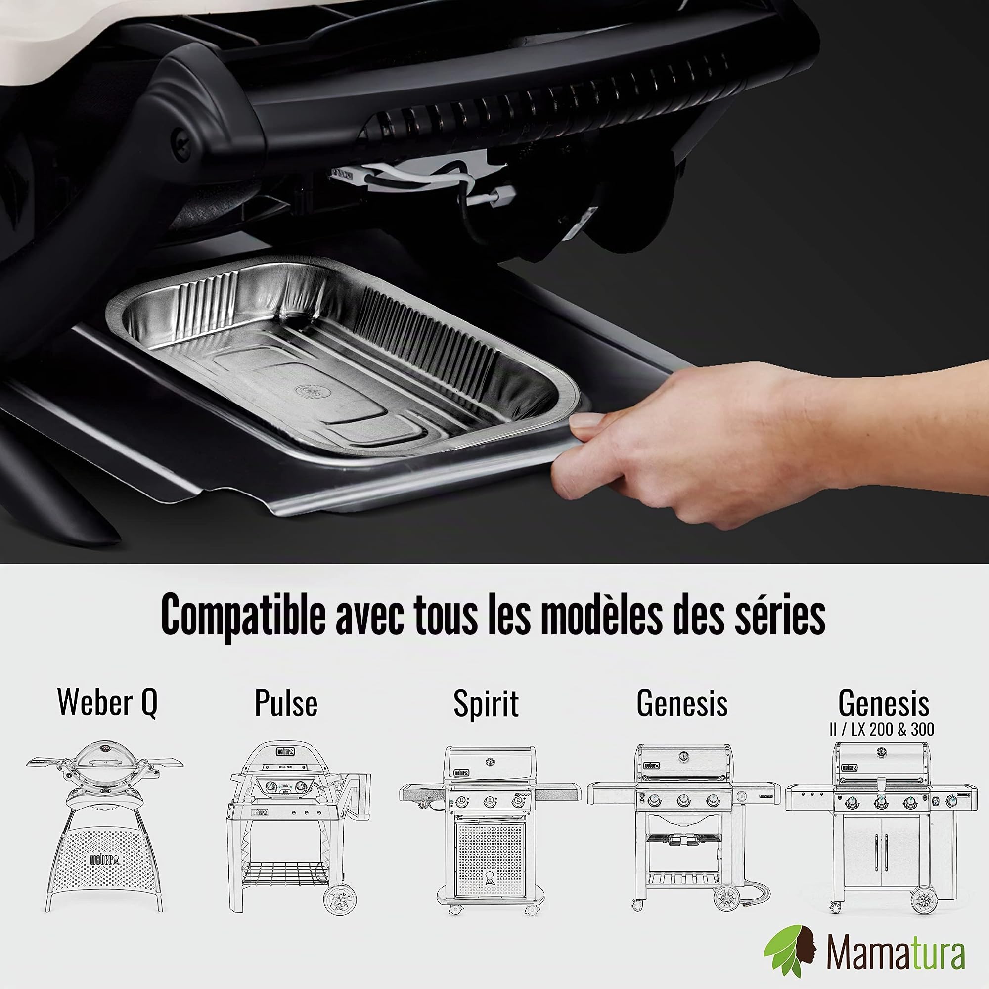 Lot de 50 lèchefrites en aluminium de qualité supérieure de Weber 220 x 150 x 34 mm (L x B x H)