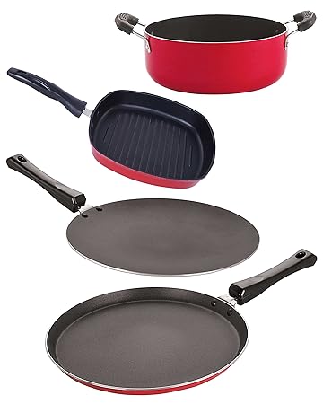 Nirlon nonstick Aluminium Utensils Set of 4 Pieces for Kitchen (FT11_CT11_GP22.5_CS24)