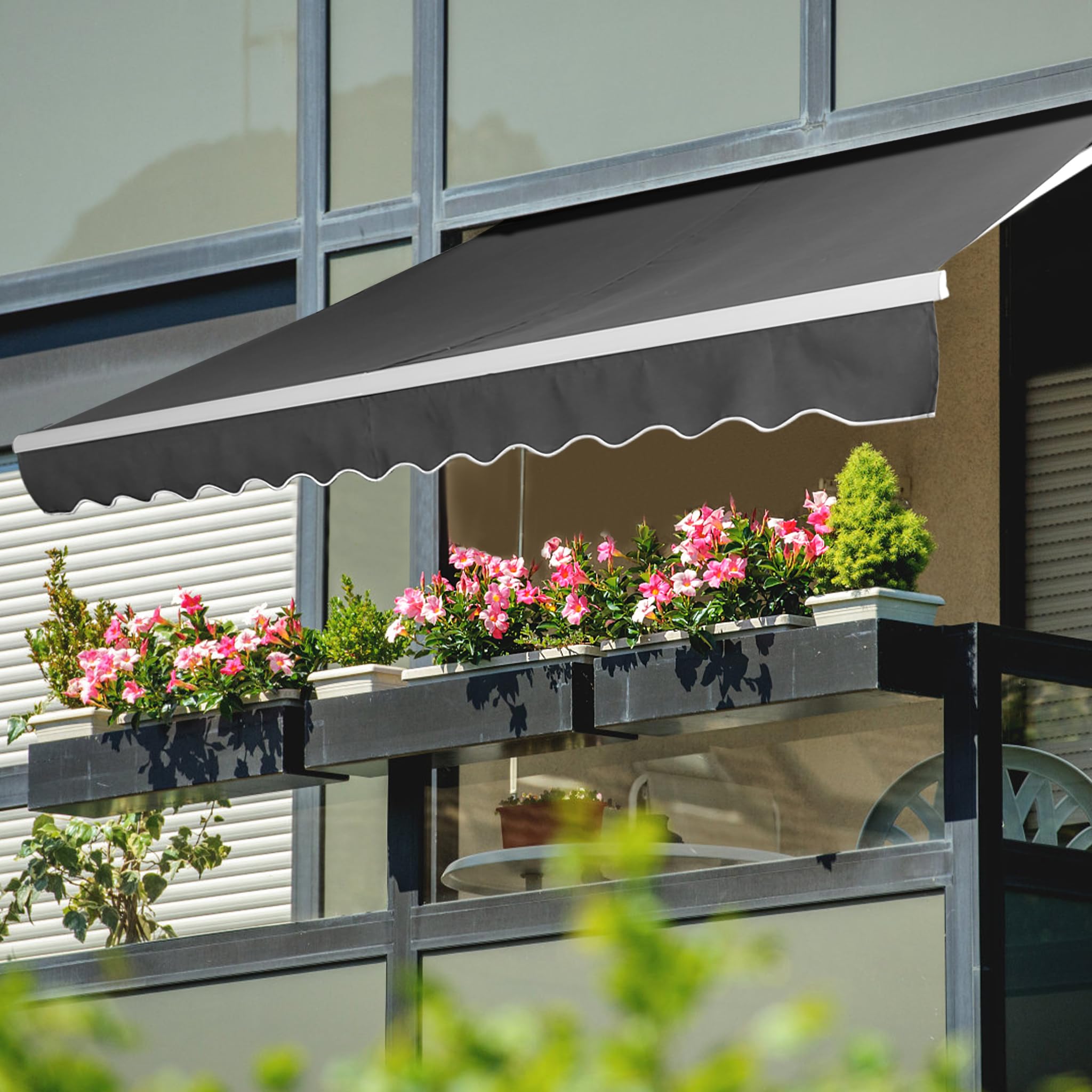 ACXIN Store banne en aluminium - Protection solaire - Avec manivelle - Imperméable - Gris foncé (2,5 m x 2 m)