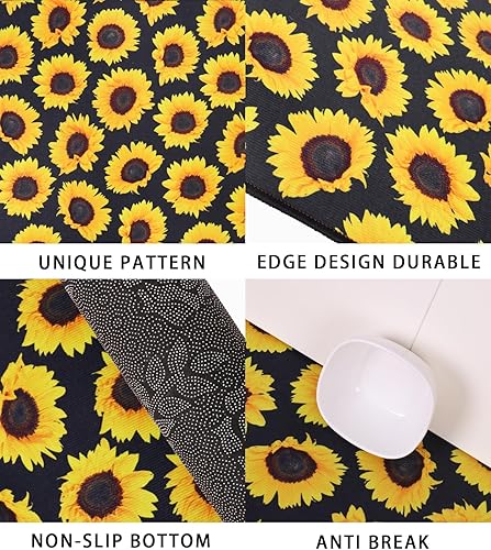 Miniatura 5 de Juego de 2 alfombras de cocina lavables para piso, hogar, fregadero, baño, antideslizante, acolchado, girasol, tapete de cocina, tapete de pie (flor