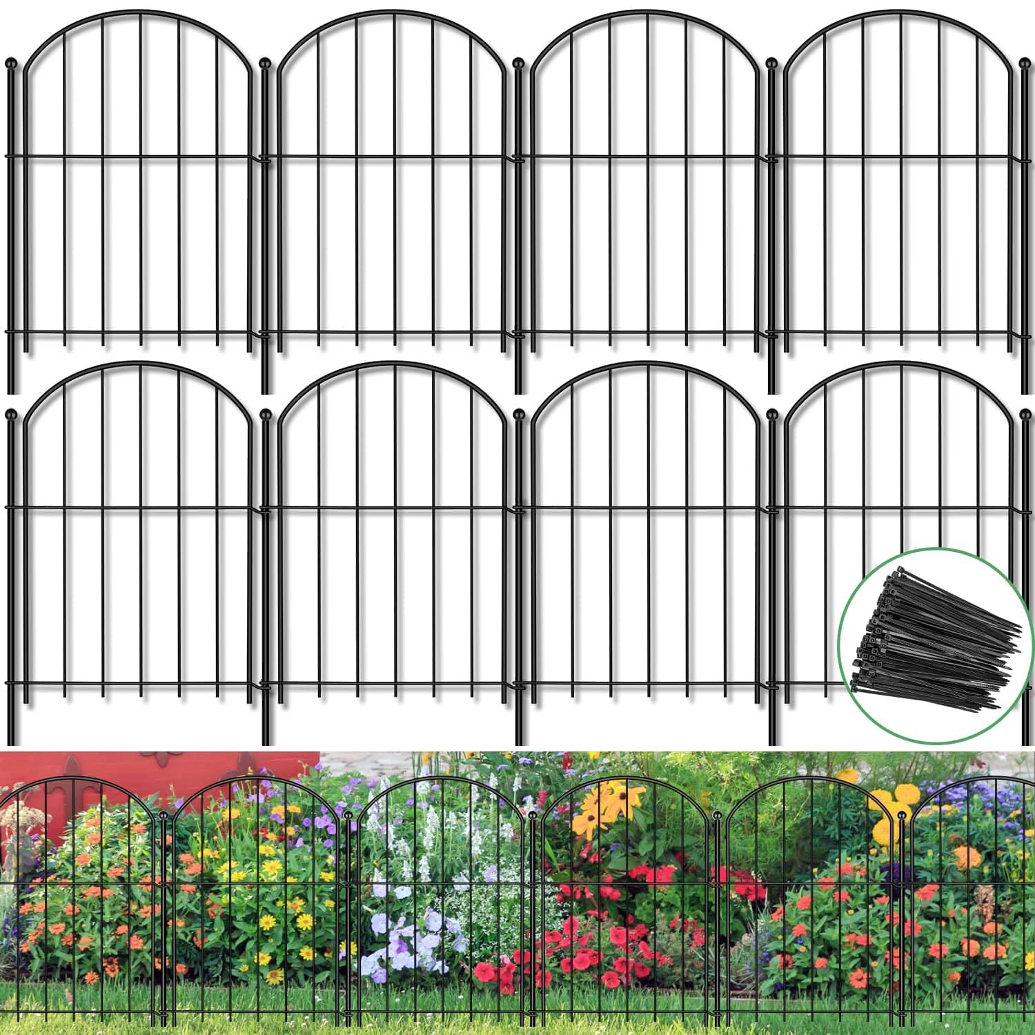Decorative Garden Fence 21in(H) x18ft(L)14 Pack Garden Fencing Border No Dig Small Metal Barrier Short Plant Fence for Flower Bed Yard Patio Outdoor Landscape Décor