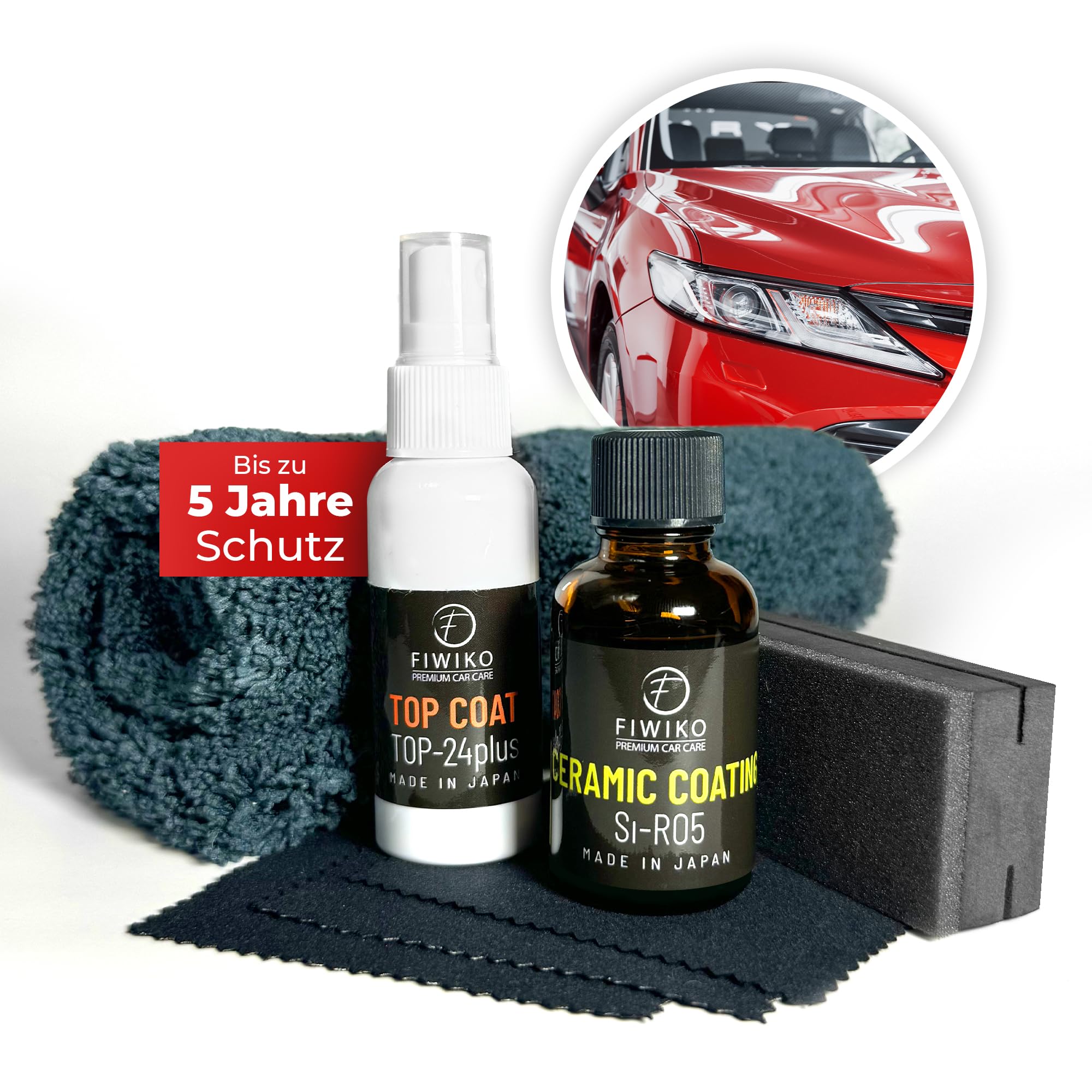 SI-R05 powłoka ceramiczna, zestaw 30 ml, ochrona lakieru do 48 miesięcy, głęboki połysk i hydrofobowy efekt lotosu, nano powłoka do samochodu, motocykla i felg – profesjonalna jakość, Made in