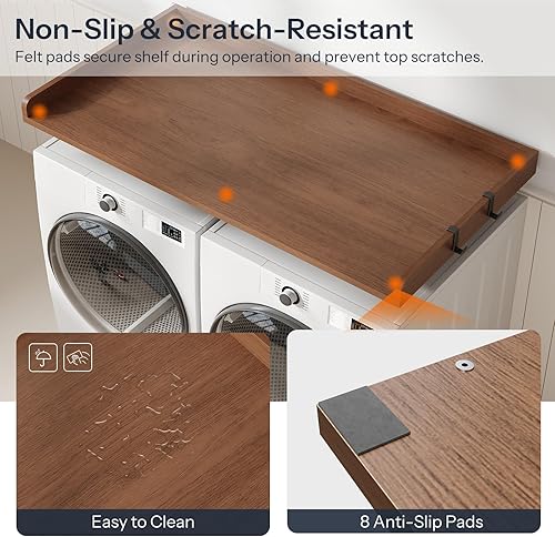 Miniatura 5 de HOOBRO Encimera de lavadora y secadora, encimera de madera para lavadora y secadora de 54 pulgadas de ancho x 27.6 pulgadas de profundidad para