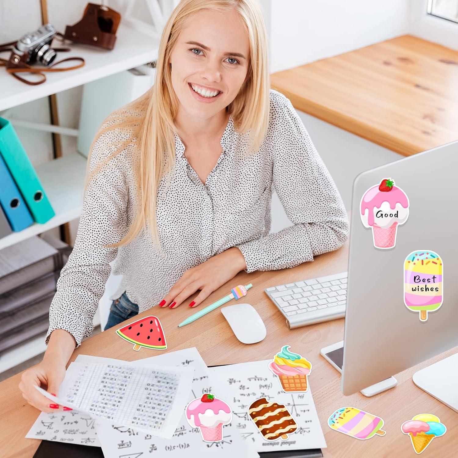 32Pcs Ice Cream Sticky Notes,640Sheet Summer Sticky Notepad Cute Fruit Note Pads Self Sticky Writing Memo Pads Page Marker Supplies Kids Adults Small Gift - Image 6