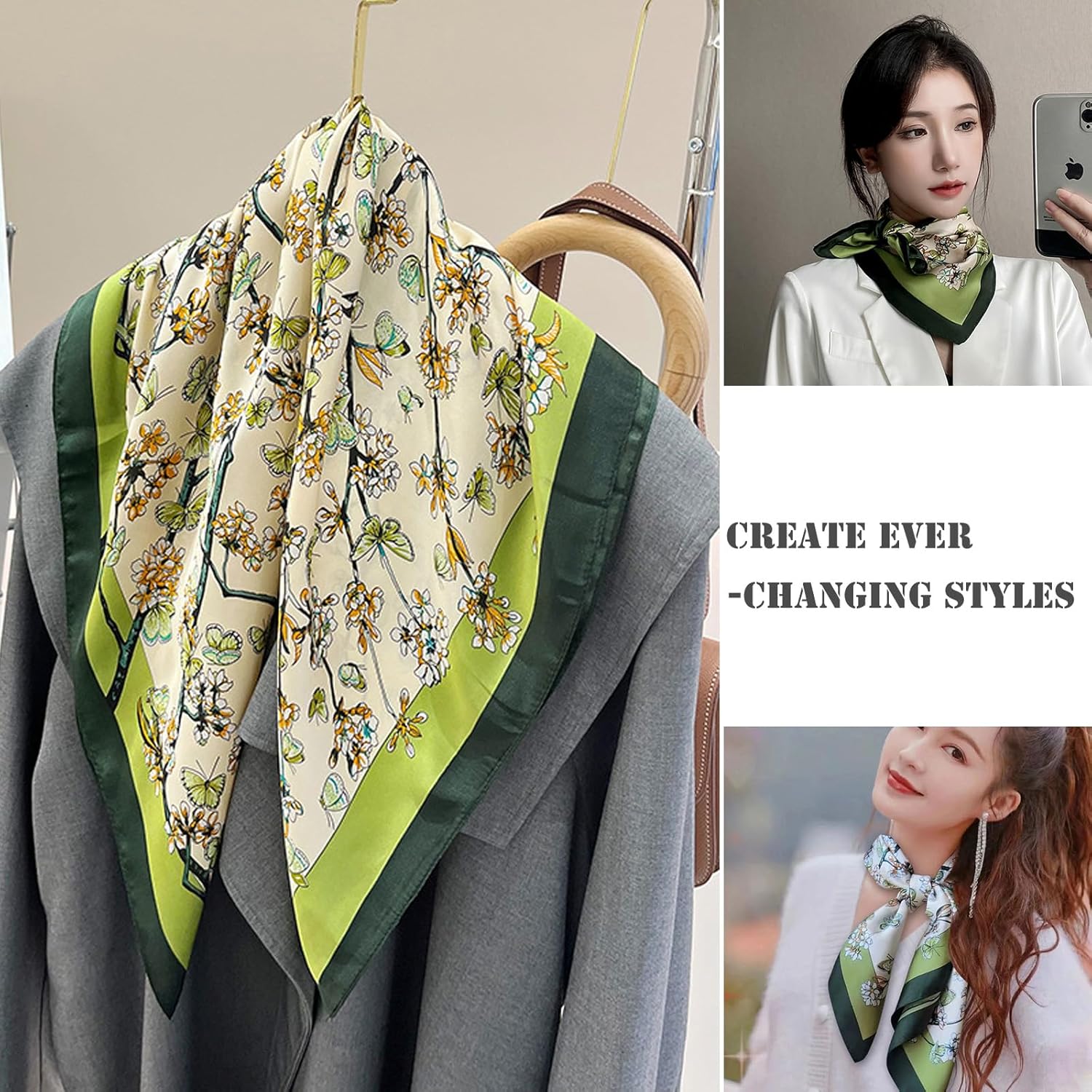 27.5 Inch Silk Feeling Scarf for Women Square Satin Head Scarf Hair Wrap Bandana - Image 9