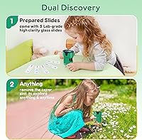 Vista 5 de Microscopio portátil 1000X para niños, pantalla 4K de 2.0 pulgadas, mini microscopios digitales de bolsillo recargable, kit de diapositivas