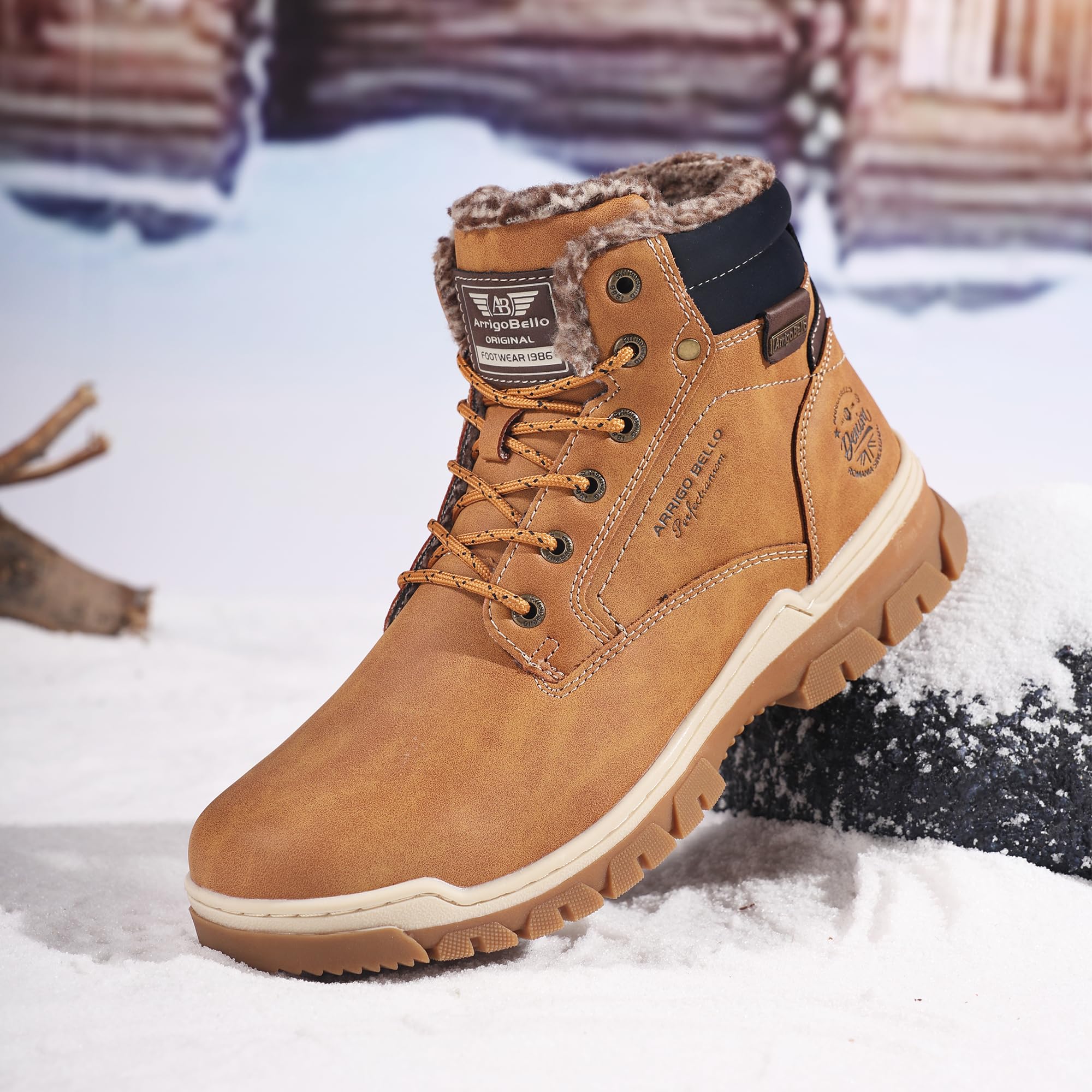 ARRIGO BELLO Botas Hombre Invierno Botines Zapato Nieve Clásico Forrado Piel Trekking Senderismo Talla 41-46