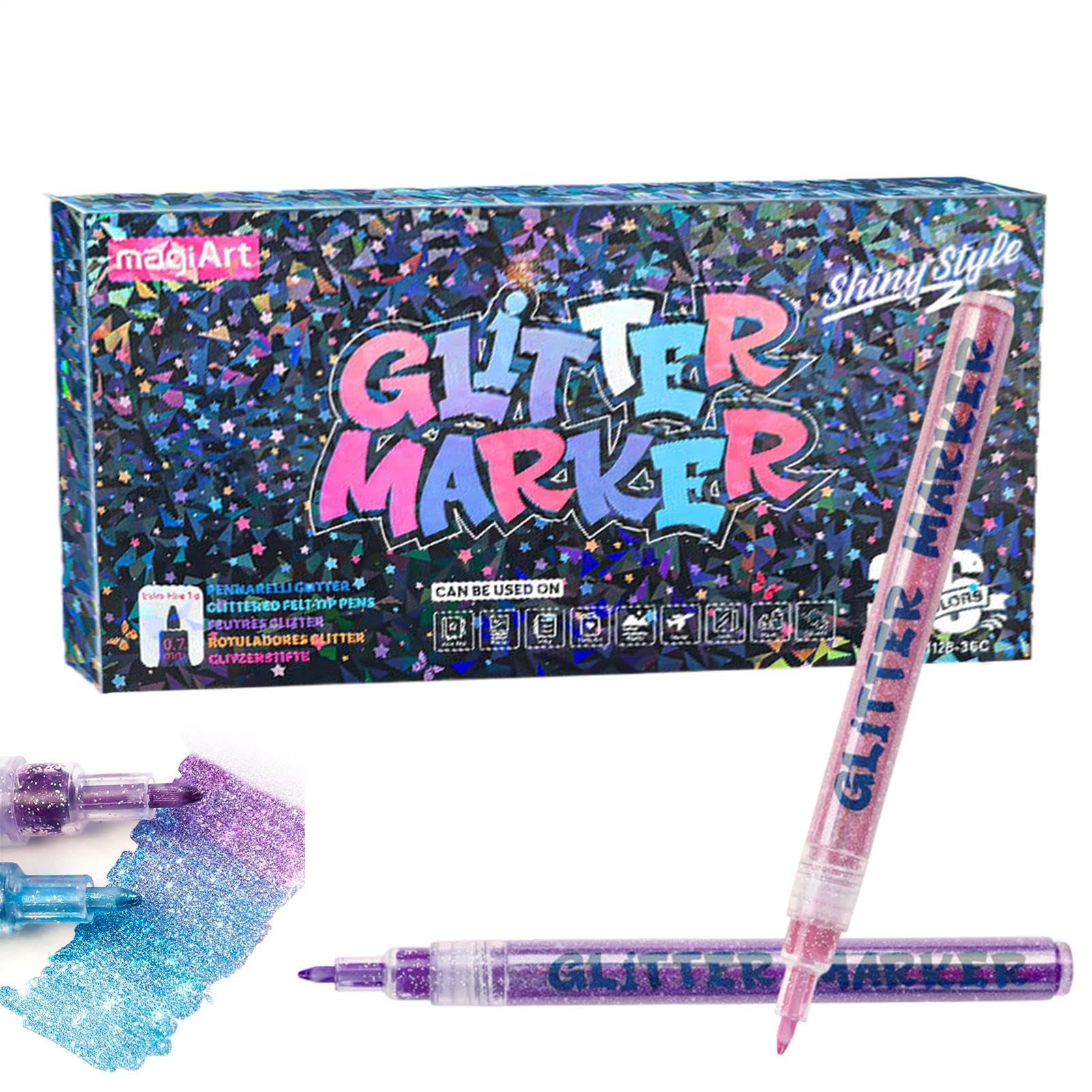 Pennarelli Glitter Penne per Pittura a Rapida Asciugatura