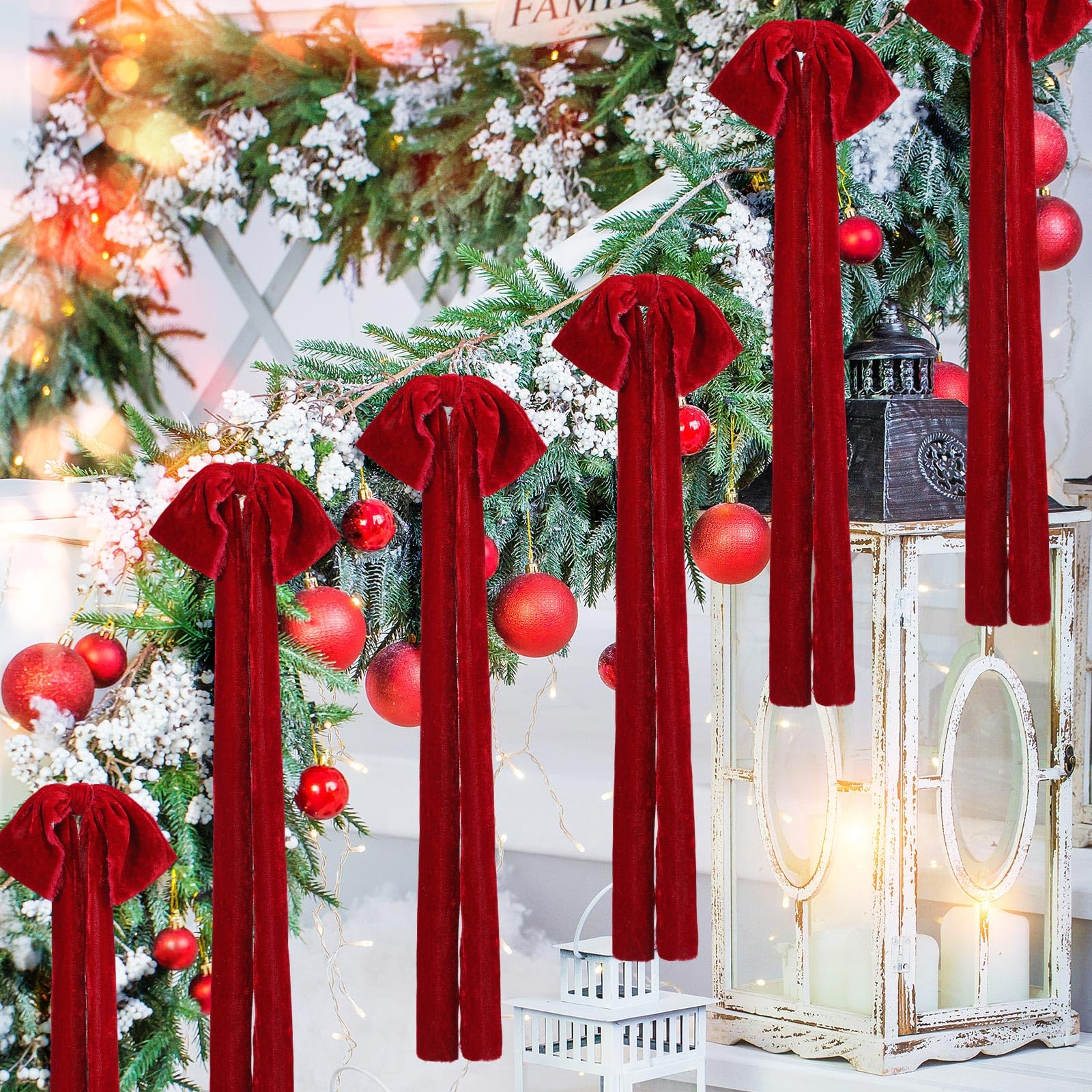 Snapklik.com : Daifunli 4 Pcs Large Velvet Bows For Christmas Tree 35.5 ...