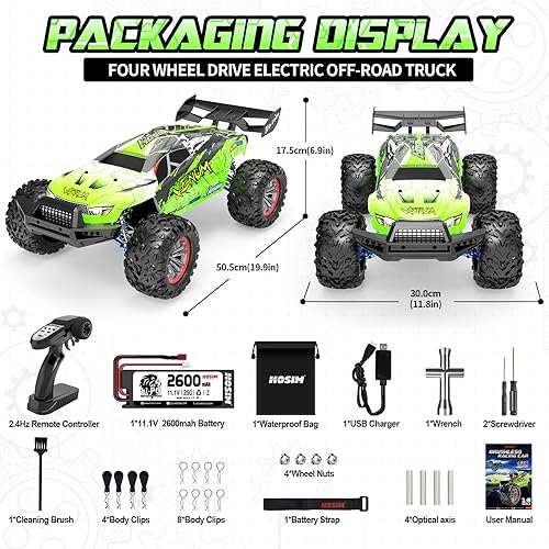 Miniatura 8 de Hosim 9155 46 KMH 4WD - Camiones monstruo RC de alta velocidad a escala 112 coches RC de gran tamaño para adultos y niños y niños coche todoterreno
