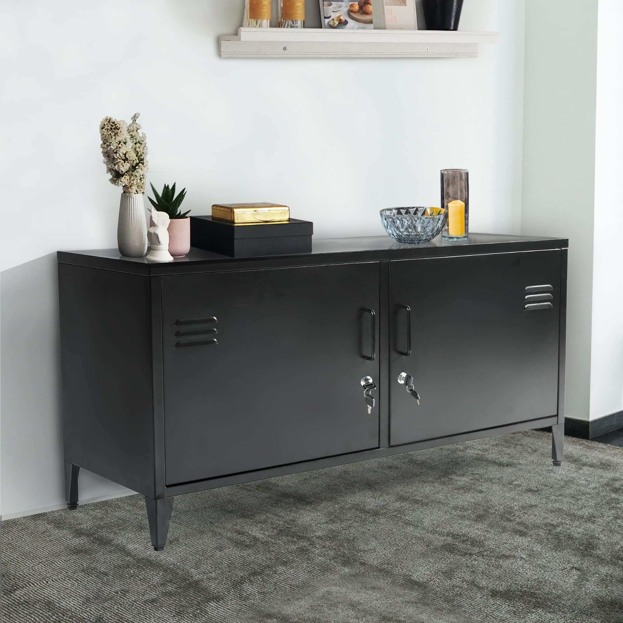 HOPUBUY Black Metal Storage Steel Locker with