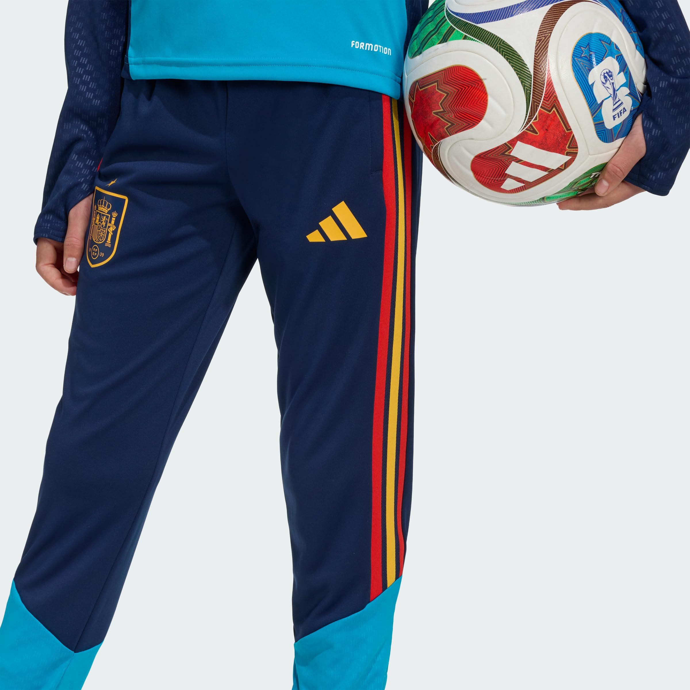 adidas Spain 26 Tiro - Pantalones de entrenamiento para niños, poliéster reciclado, color azul