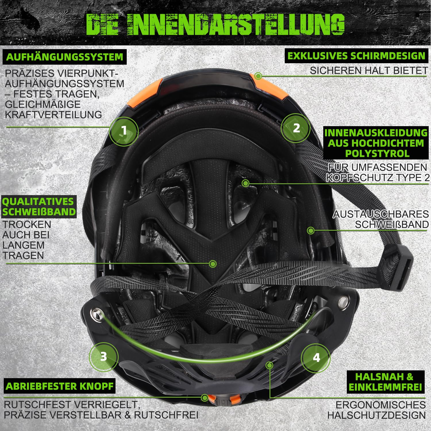 GREEN DEVIL VOLTEK Vent AIR kask przemysłowy dla dorosłych, kask budowlany ABS, certyfikat EN12492, certyfikat EN397, amortyzacja uderzeń i odporność na penetrację, z wszechstronną ochroną