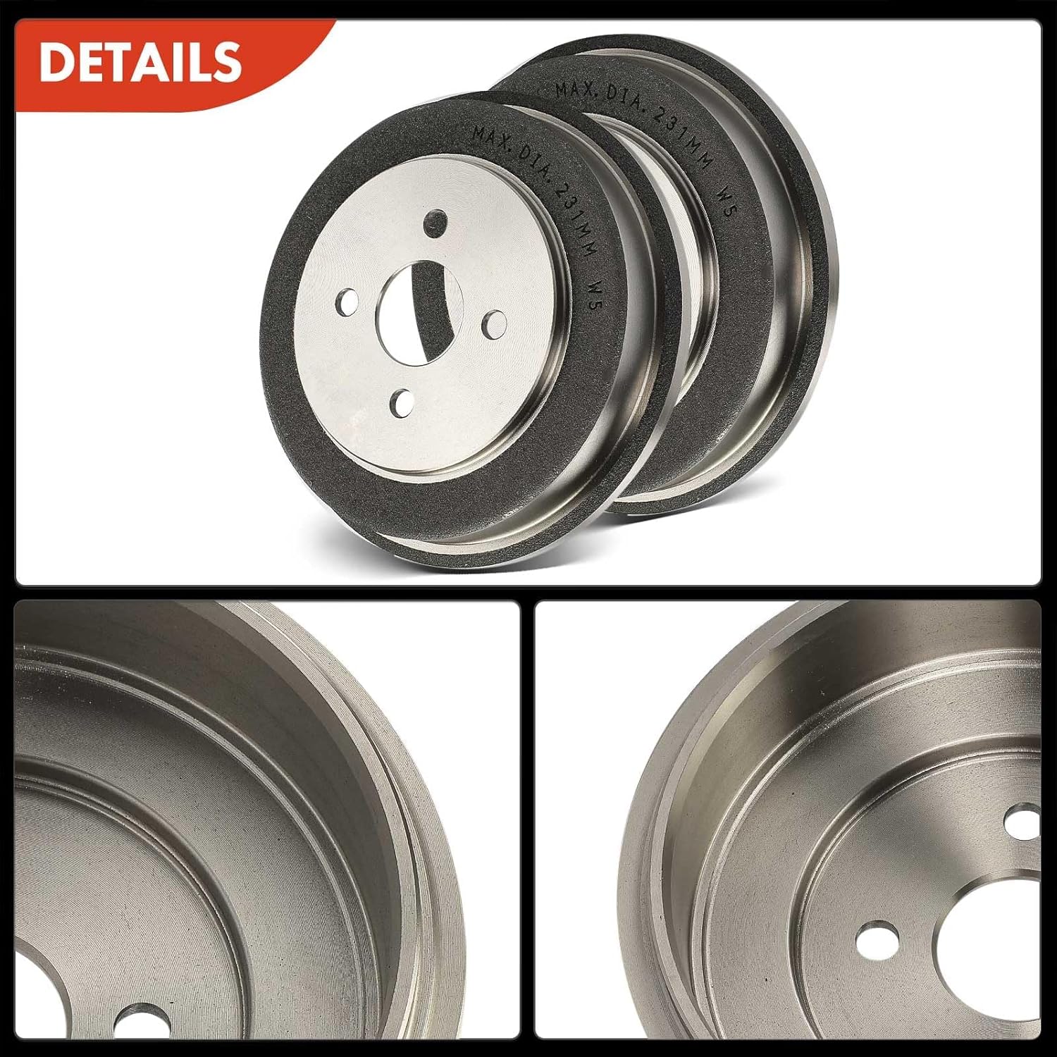 A-Premium 10.67 inch (271mm) Rear Brake Drums + Ceramic Shoes Set Compatible with Select Chevrolet, Saturn and Pontiac Models - Cobalt 2005-2008, Ion 2003-2007, G5 2007-2008, Pursuit, 6-PC Set