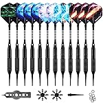 WIN.MAX Darts Plastic Tip - Soft Tip Darts Set - 12 Pcs 18 Gram with 100 Extra Dart Tips 12 Flights Flight Protectors and Wrench for Electronic Dart Board