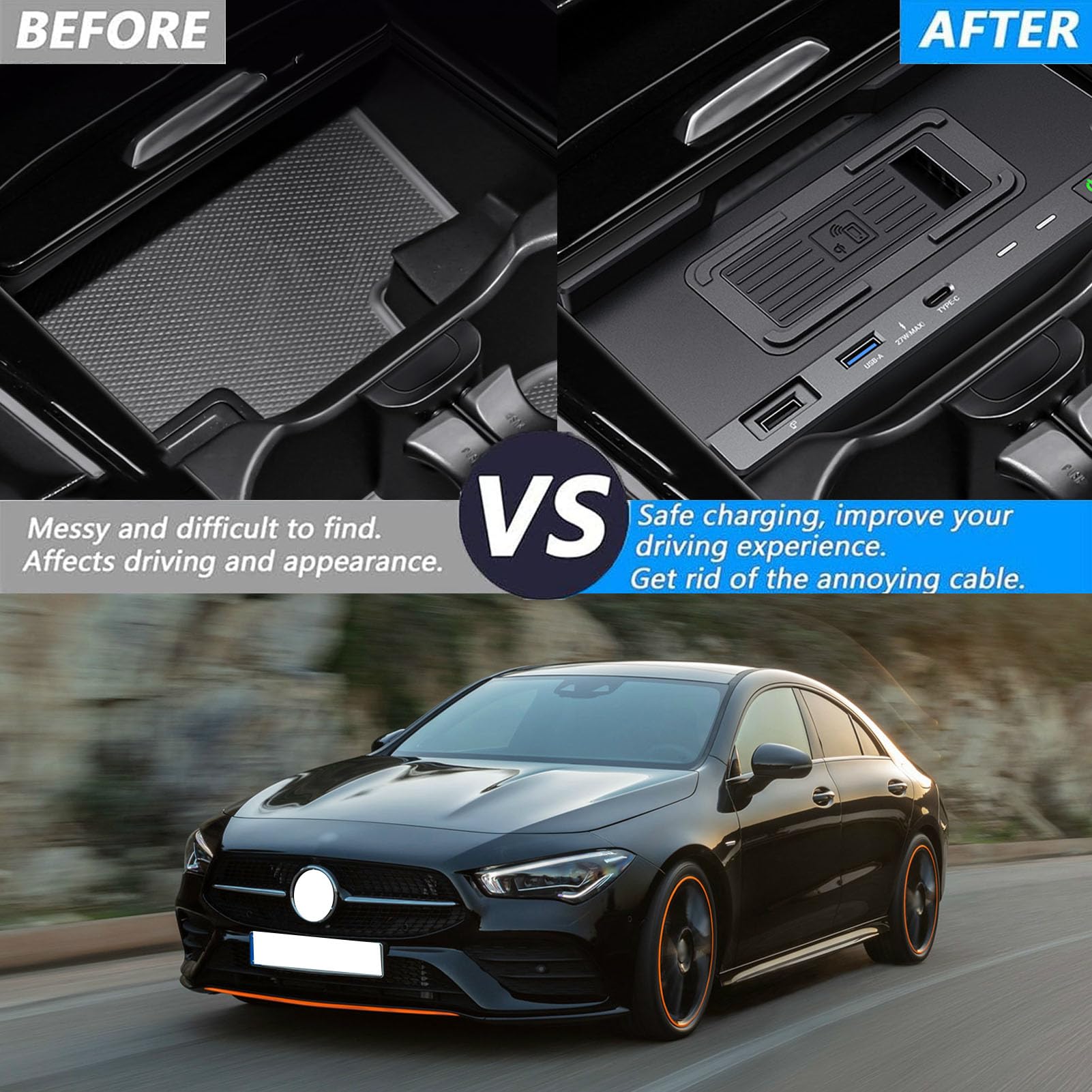 Wireless Ladegerät für Mercedes A-Klasse, CLA, GLA, GLB, B