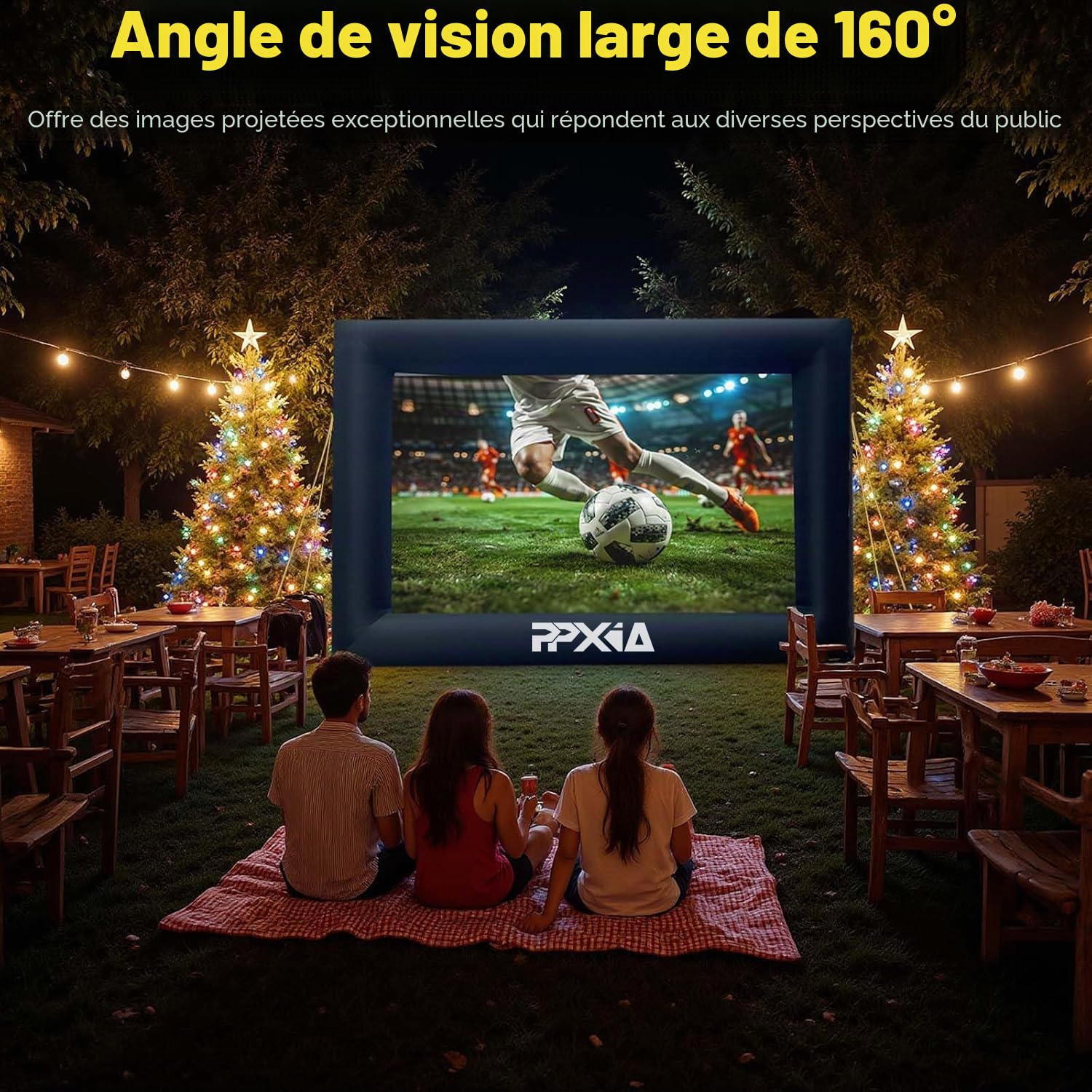 Écran de projection gonflable 24 FT avec support et ventilateur, projection avant et arrière, intérieur/extérieur, écran portable 16:9