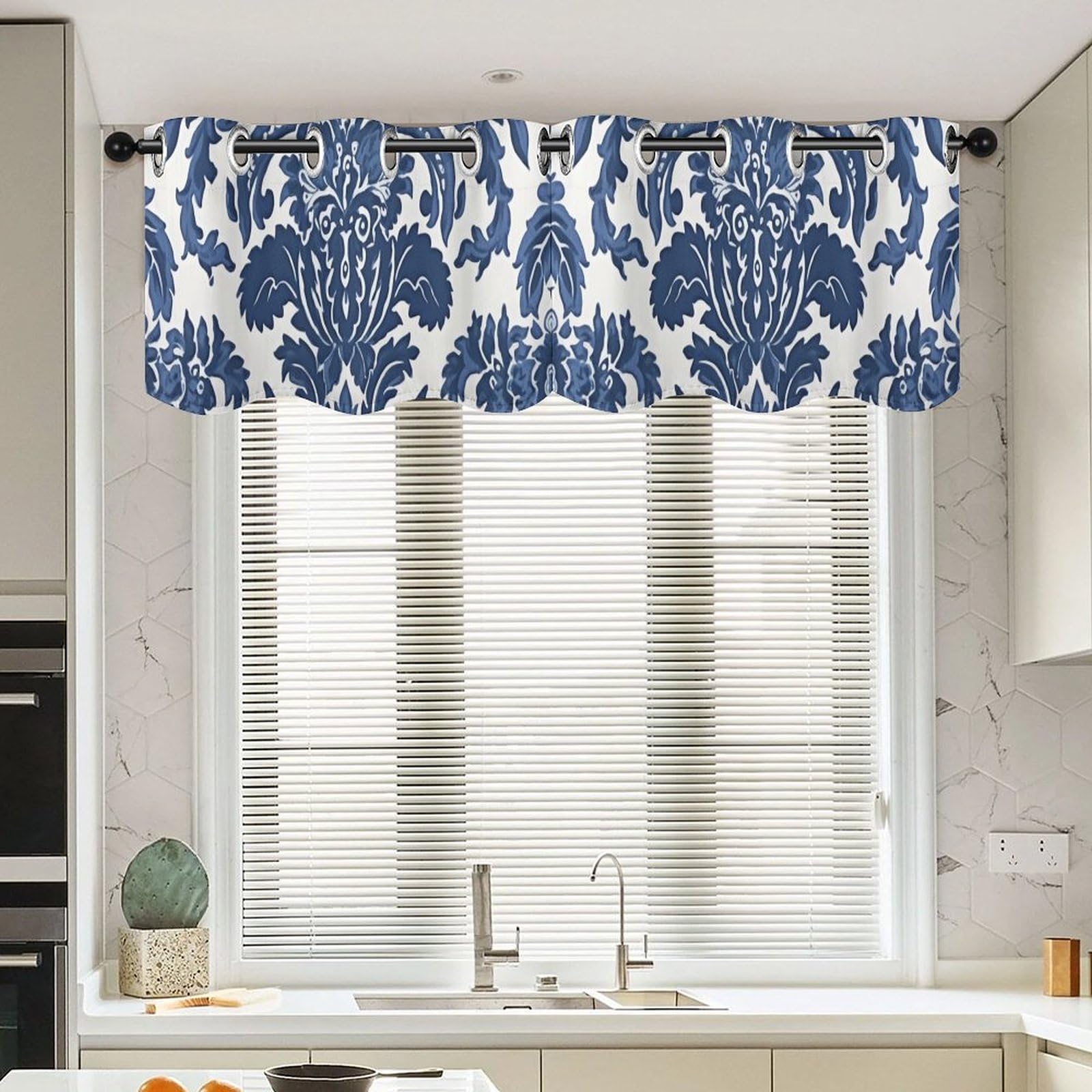 Cenefas de cocina azul león étnico para decorar ventanas de dormitorios vintage