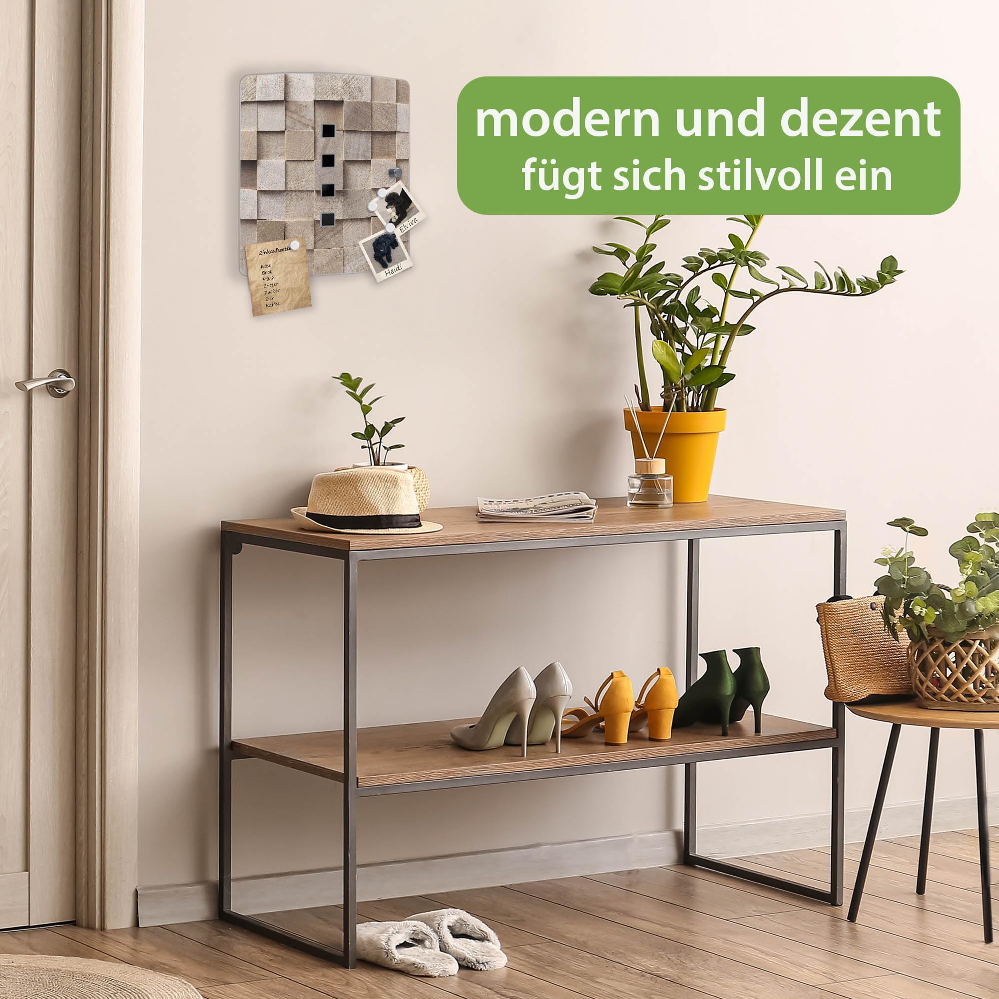 banjado Design Schlüsselkasten aus Edelstahl für 10 Schlüssel - Schlüsselschrank zur Schlüssel Aufbewahrung 24 x 21,5 x 7cm groß mit praktischem Magnetverschluss - Motiv Bauklötze Relief