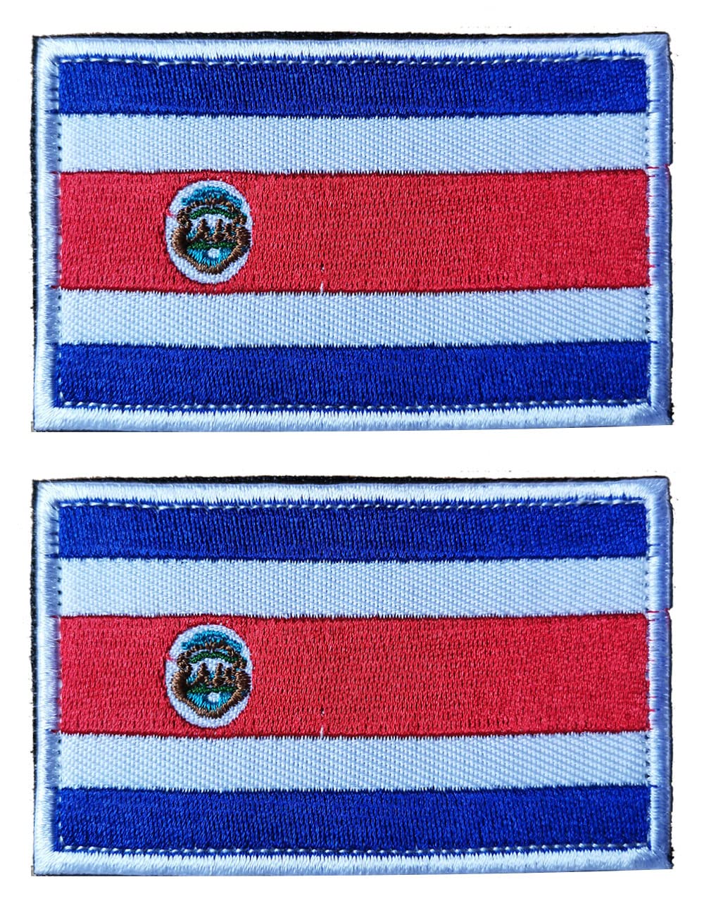 2 PCS AliPlus Costa Rica Flag Patches Embroidered Tactical Military Morale Patch Applique Fastener Hook and Loop