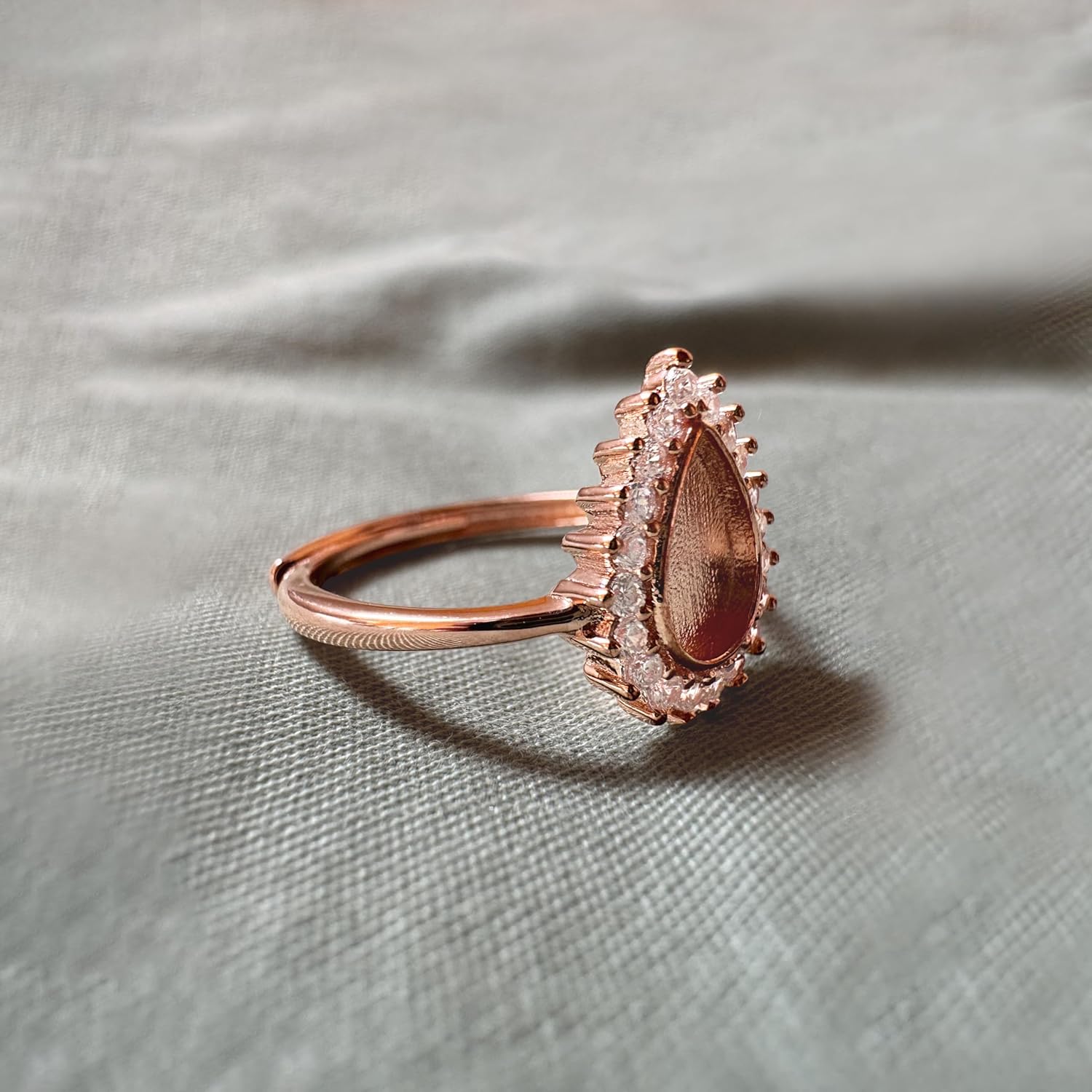 Teadrop Ring DIY Breastmilk Jewelry Making Kit | 18k Rose Gold Plating| Adjustable Size 6 to 10 | Breastfeeding Keepsake | New Mom Gifts | 925 Sterling Silver Base [Only Ring]