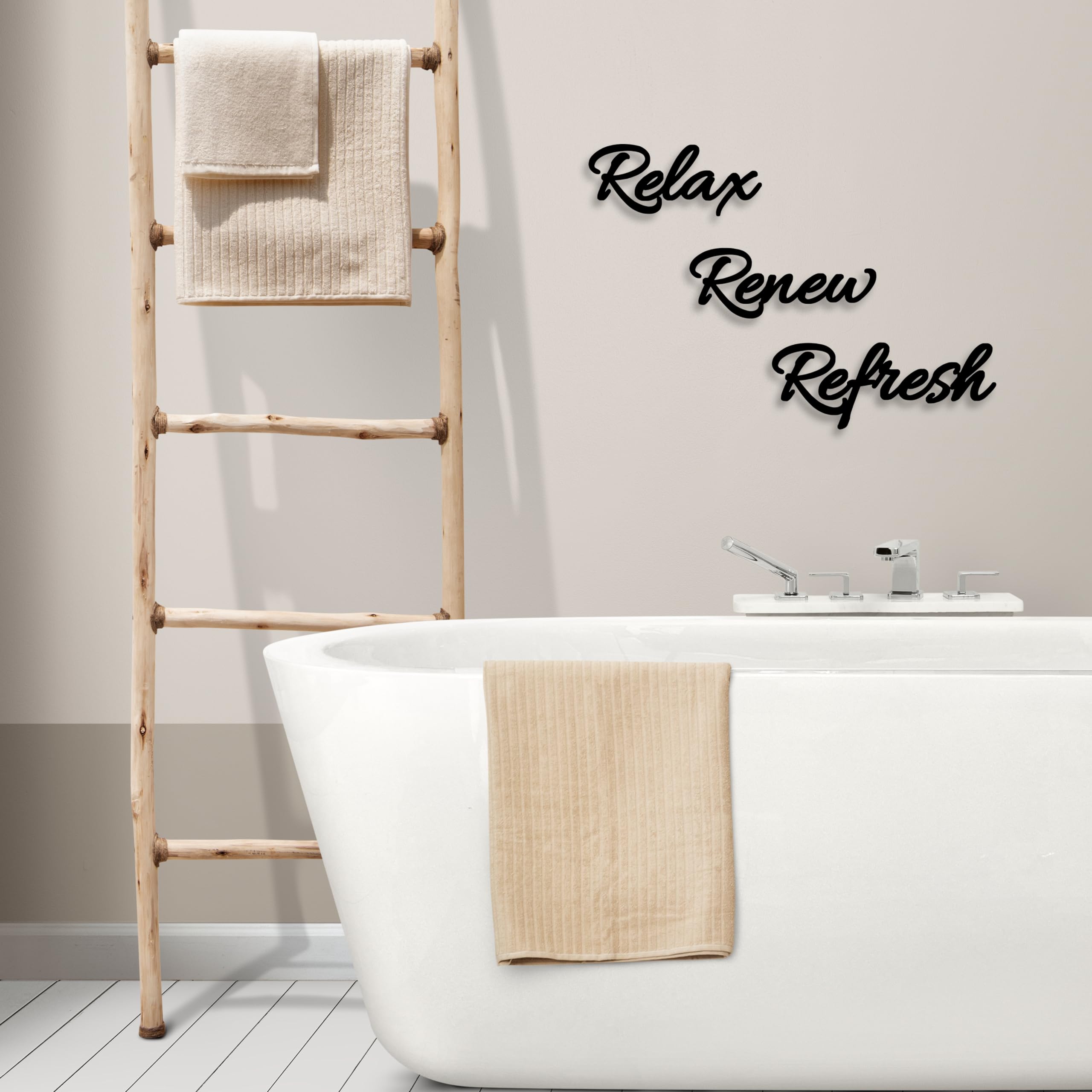ESTART3 3-teiliges Metall-Wandschild Set – Relax, Refresh, Renew In Schwarz, Bauernhaus-Deko Für Badezimmer & Wohnzimmer