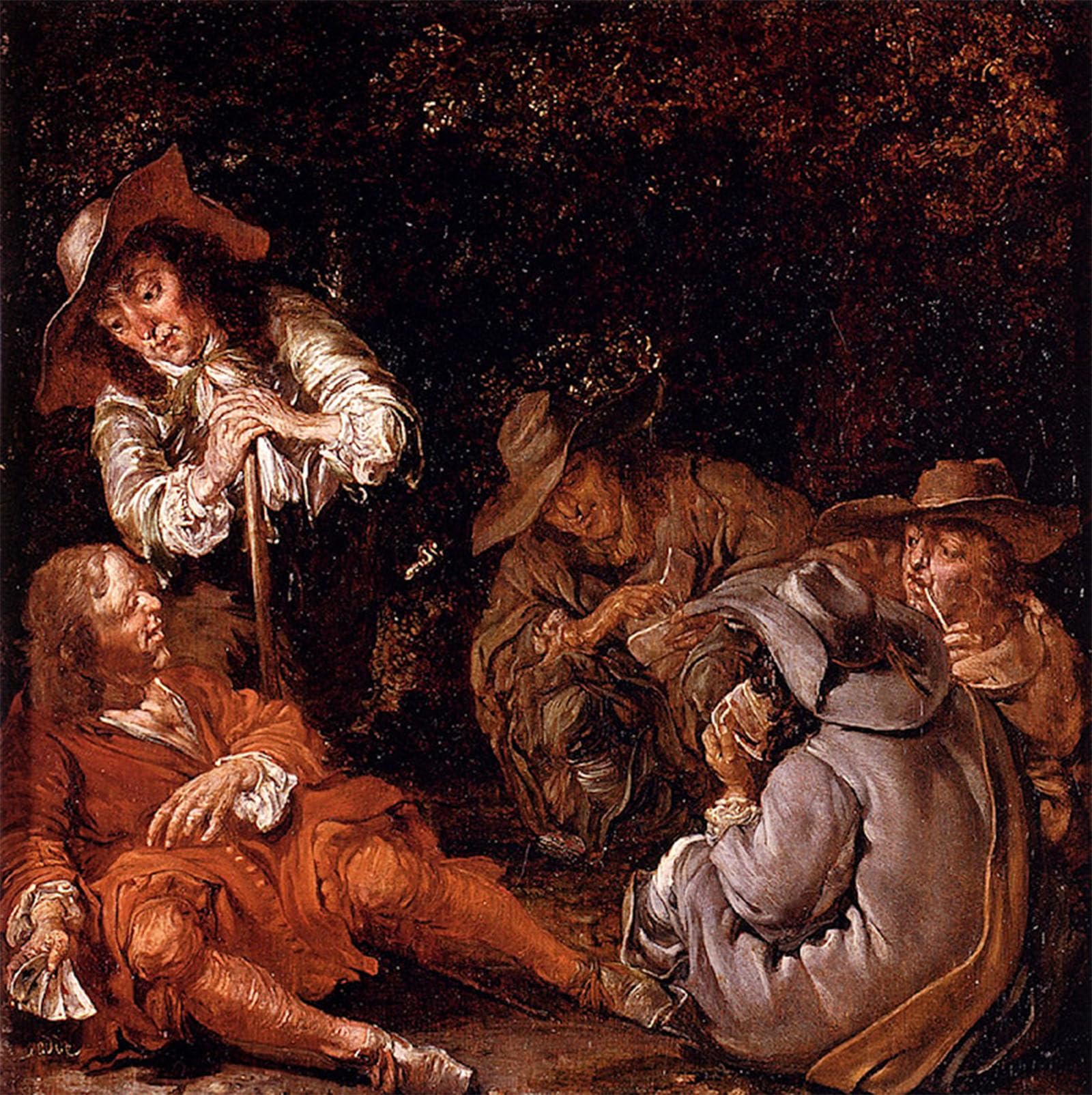 ARTXLXXBN Famous Print Painting Colorful Art Print Travelers Resting on A Path Pieter Codde Canvas Art Decorations for Home Decor 60x90cm