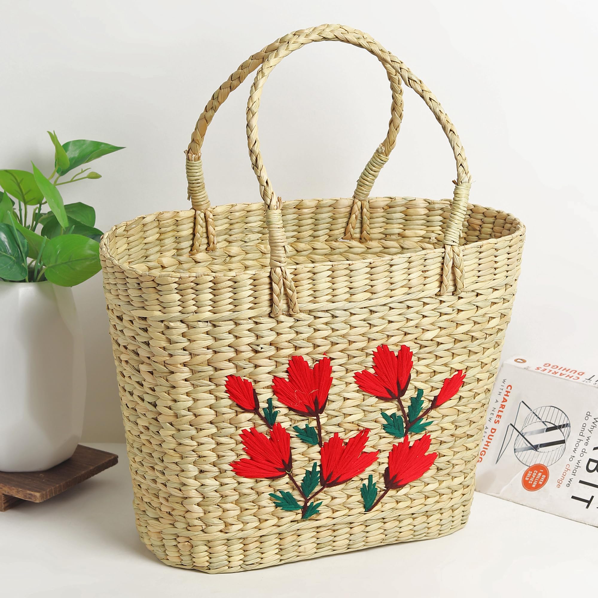 Habere India-All the Cultures Fabricating India Wicker Baskets | Lunch Basket | Embroidered Tote Bag | Picnic Baskets | Cane Basket for Gifting | Storage Basket (Design 06) (B0DC6PVSY5) Amazon Price History, Amazon Price Tracker