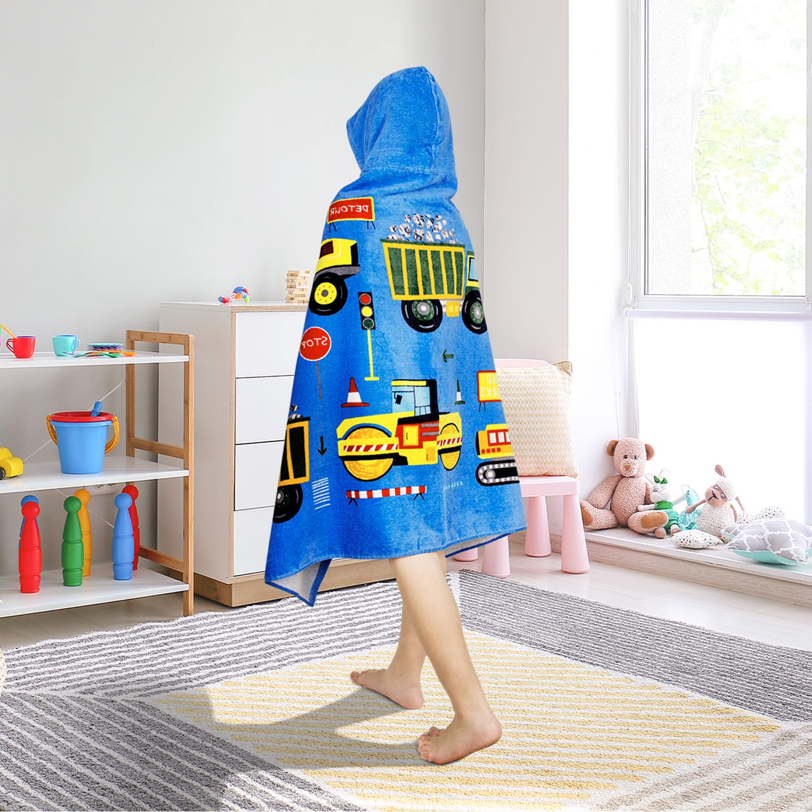 Toallas con capucha para niños – Toalla de baño para niños, playa, toalla de natación, 3-10 años, poncho con capucha de playa 100% algodón, 30 x 50 pulgadas, tamaño grande, suave, grueso, lindo y