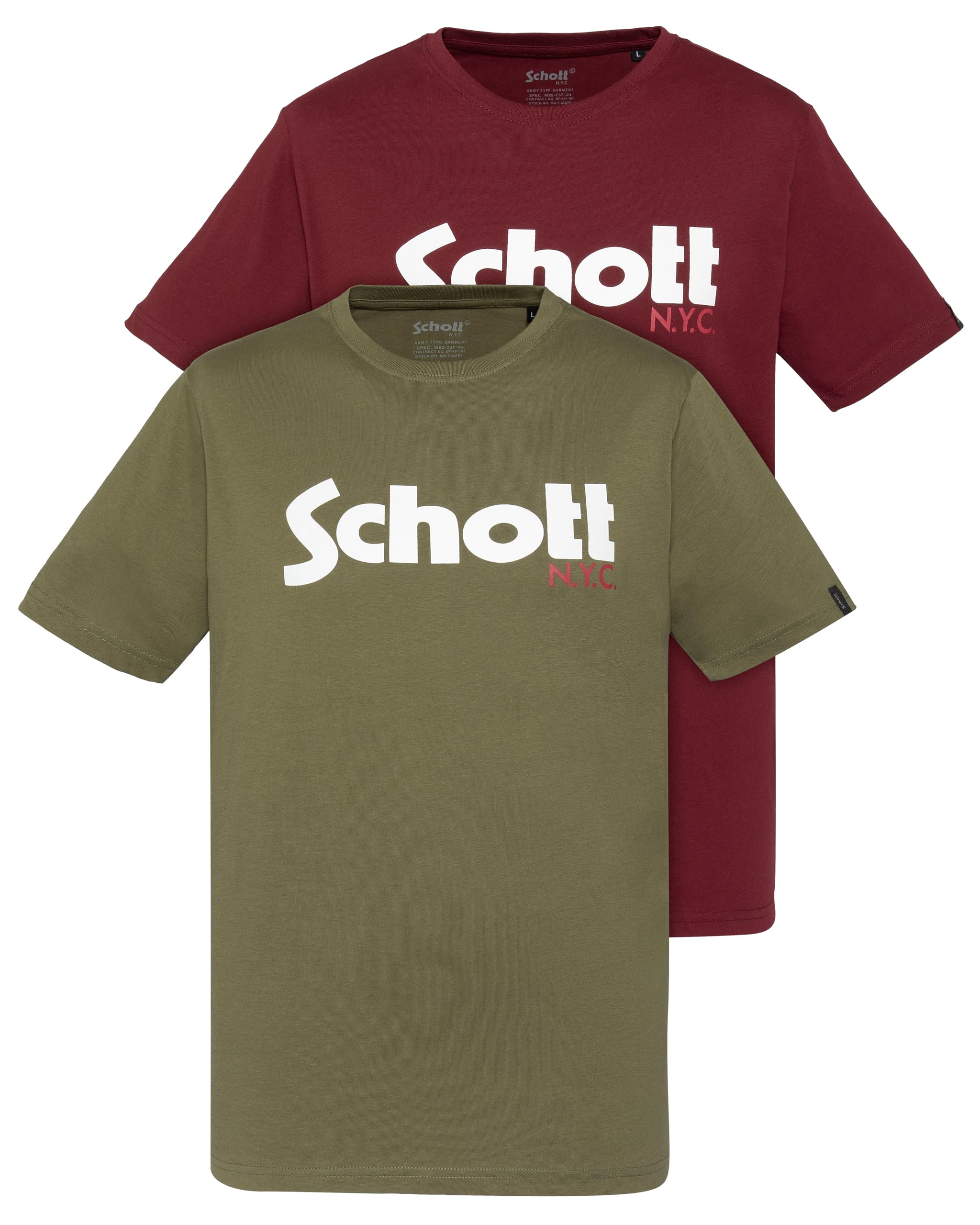 Schott NYC TSPKLOGO Pack of 2 School Logo T-Shirt, Multicolored, S