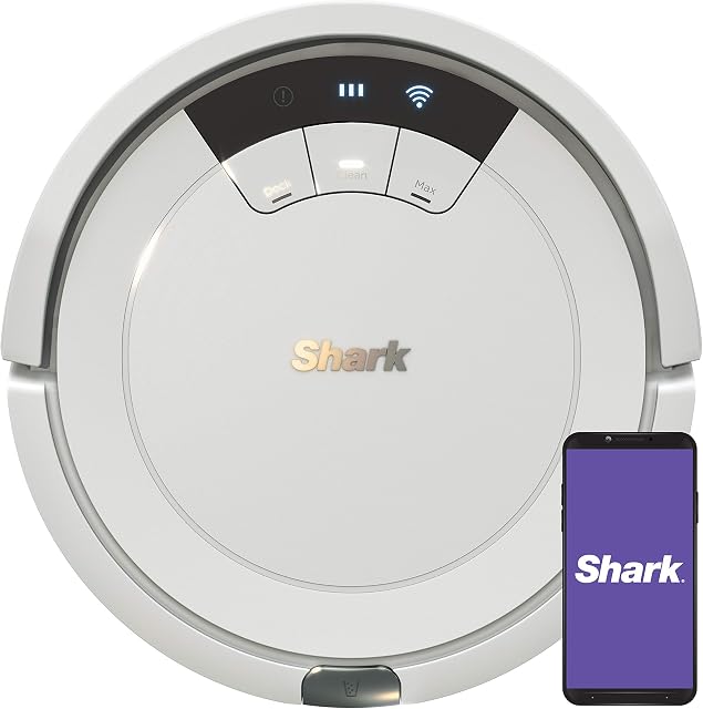 Shark ION Robot Vacuum AV752 with Wi-Fi Voice Control .45-Quart Dust Cup Capacity Smoke/Ash , White