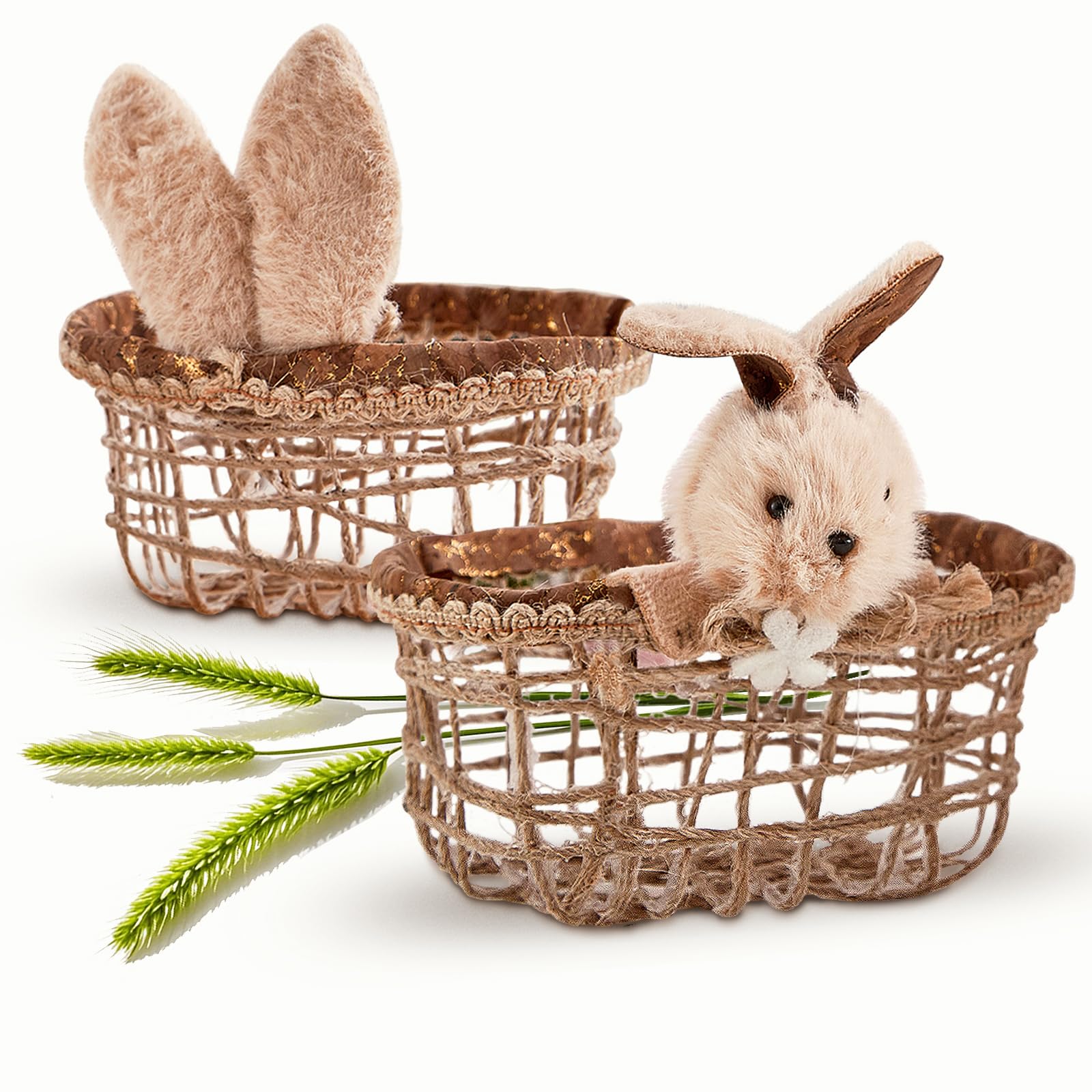 Wishstar Cestini di Pasqua,Cesti Pasquali per Bambini, Cestini Pasquali Ripieni, Cestini Pasquali con Motivi Coniglietti, Cestini Pasquali Ripieni di Regali e dolcetti