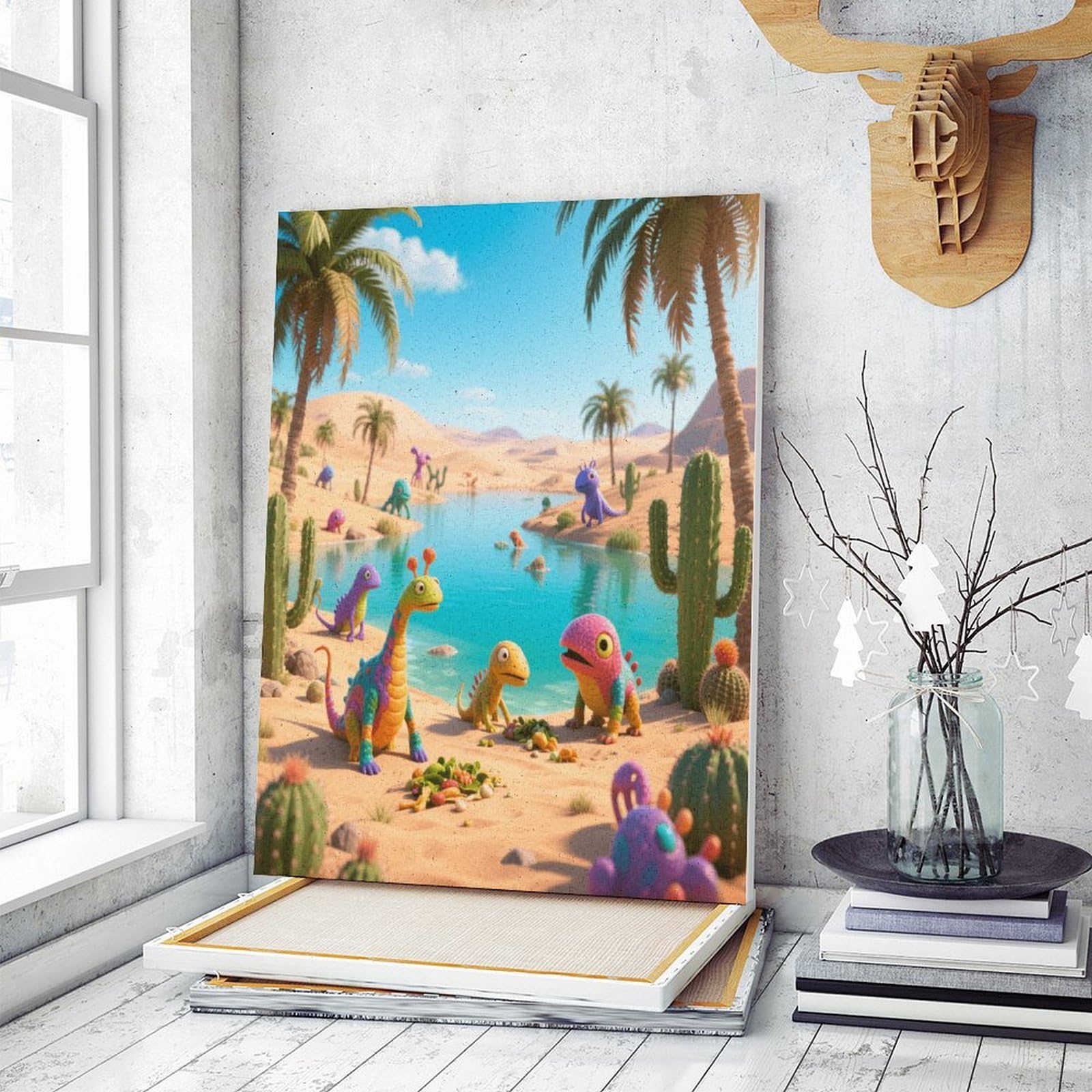 KOAYUBFC Desert Oasis Malen nach Zahlen Kit für Erwachsene Anfänger Erwachsene Malen nach Zahlen Kits auf Leinwand DIY Acryl Ölfarben Malerei mit Pinseln als Geschenk Home Wall Decor