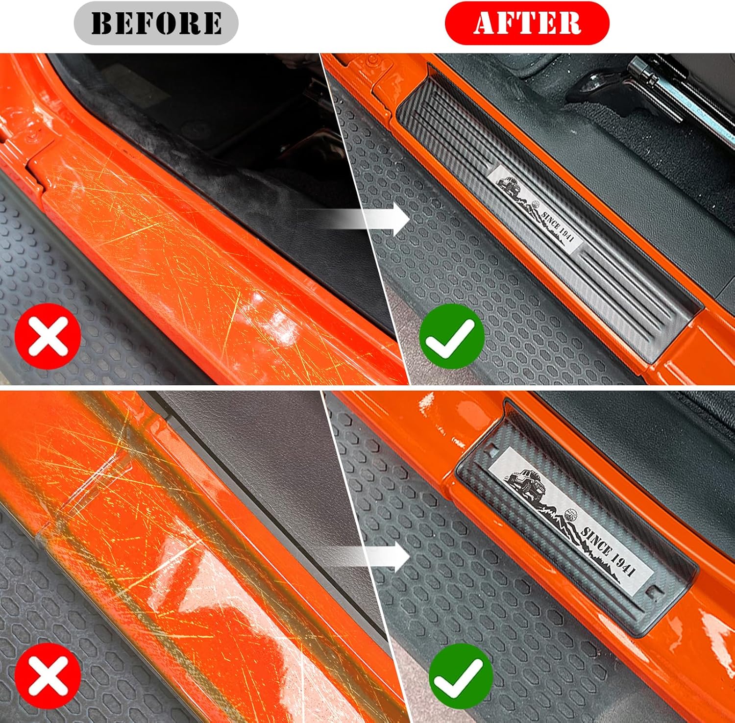 Rowa 304 Stainless Steel Door Sill Guards Specifically Designed for Gladiator, Compatible with Jeep Gladiators 2018-2026