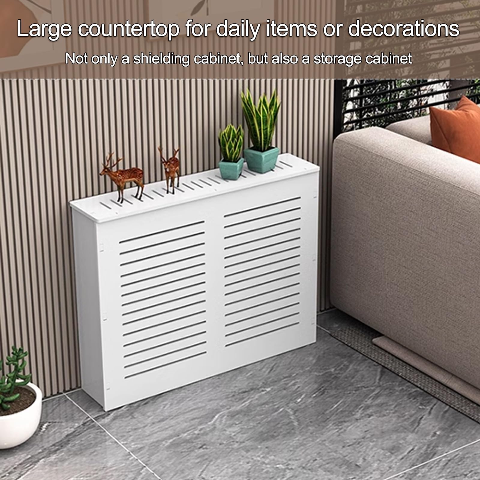 Heizkörperverkleidung mit Sto-Regal, stanzfreier Heizschrank, Slish Home Shield für platzsparende Enhanced Décor Modernes Design Einfache Inllat-Konstruktion