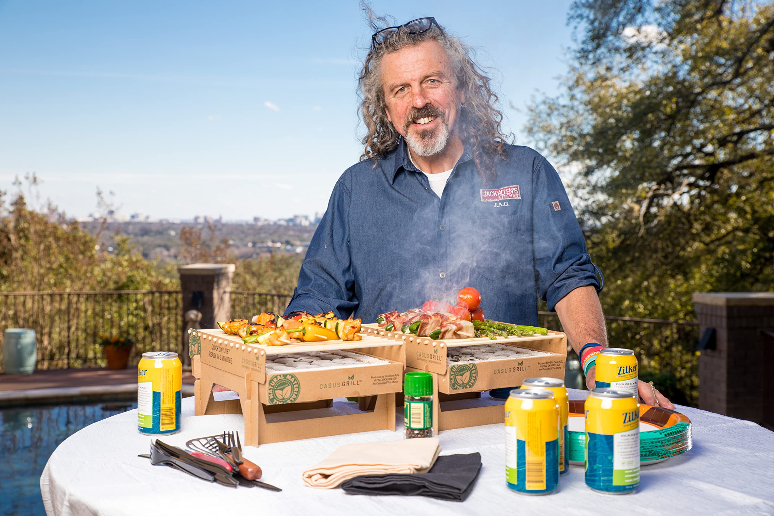 Öko Einweggrill (5 Stück) Himbeta Einmalgrill für Camping Strand Park 100% Nachhaltig 50% weniger CO2 durch Bambuskohle, nach 5 min startklar und über 1 Stunde nutzbar