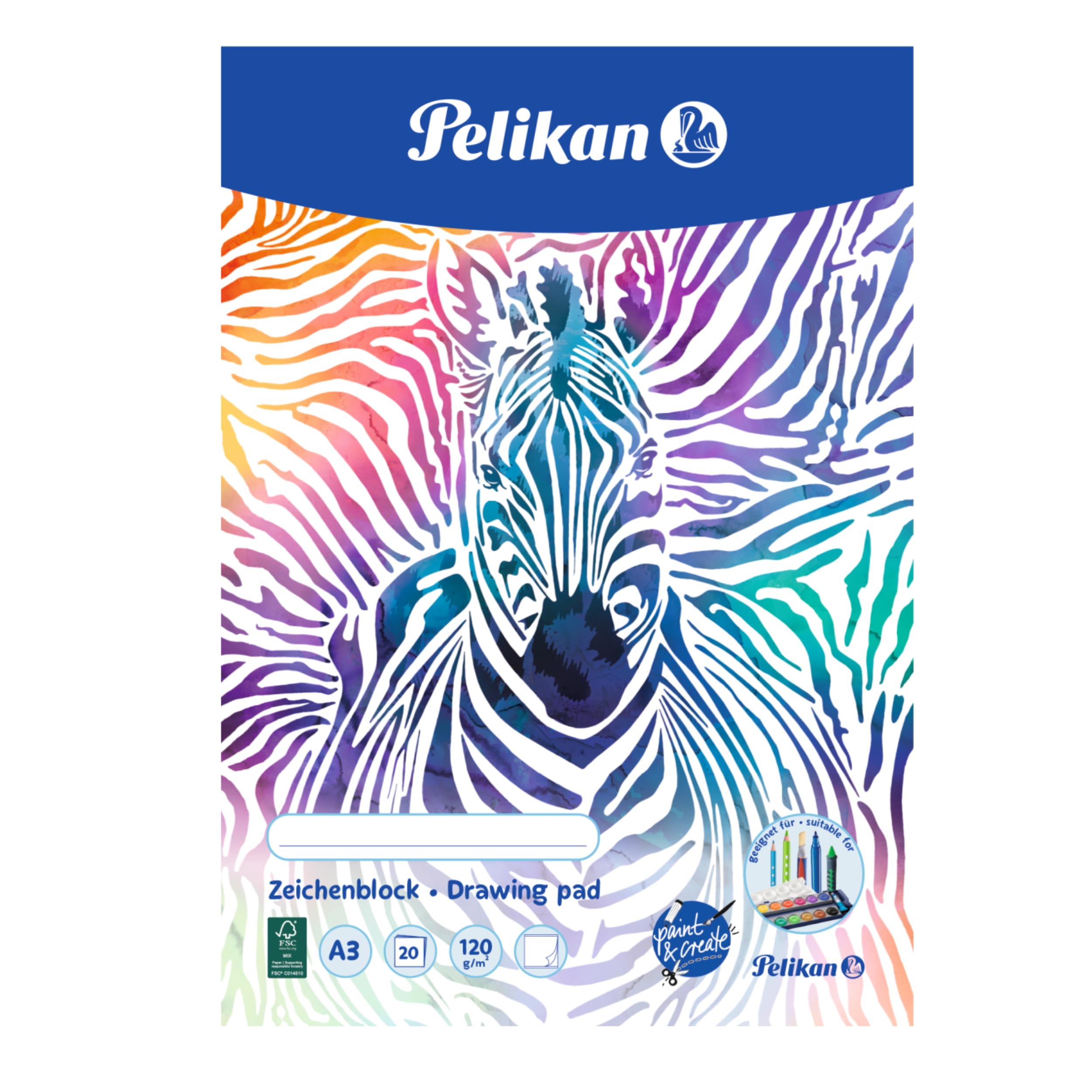 Pelikan 236799 Blok Rysunkowy, Wielokolorowy, A3, 20 Arkuszy